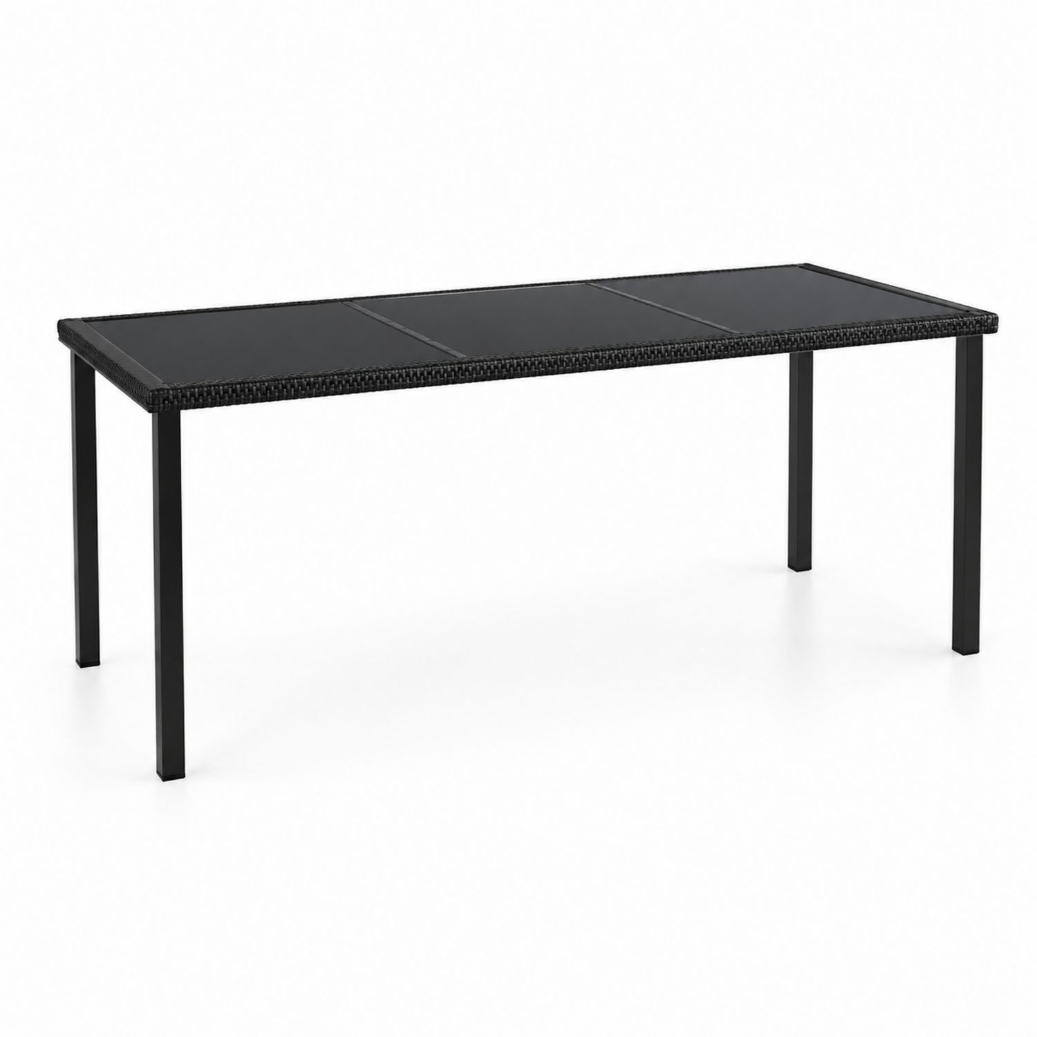 Table à manger d'extérieur en verre et aluminium Noir-luntrivoqelz