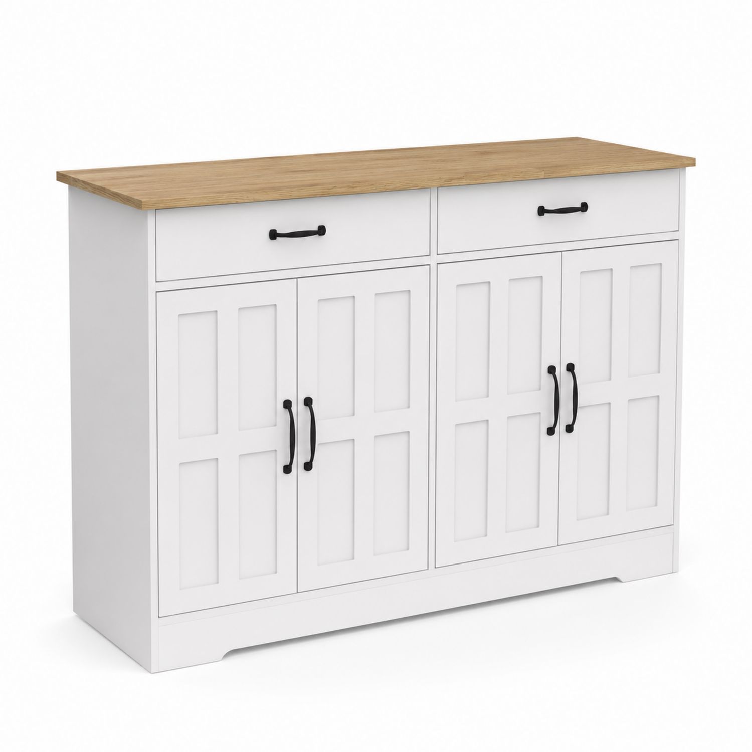 Buffet en bois MDF blanc avec plateau en chêne mélaminé-luntrivoqelz