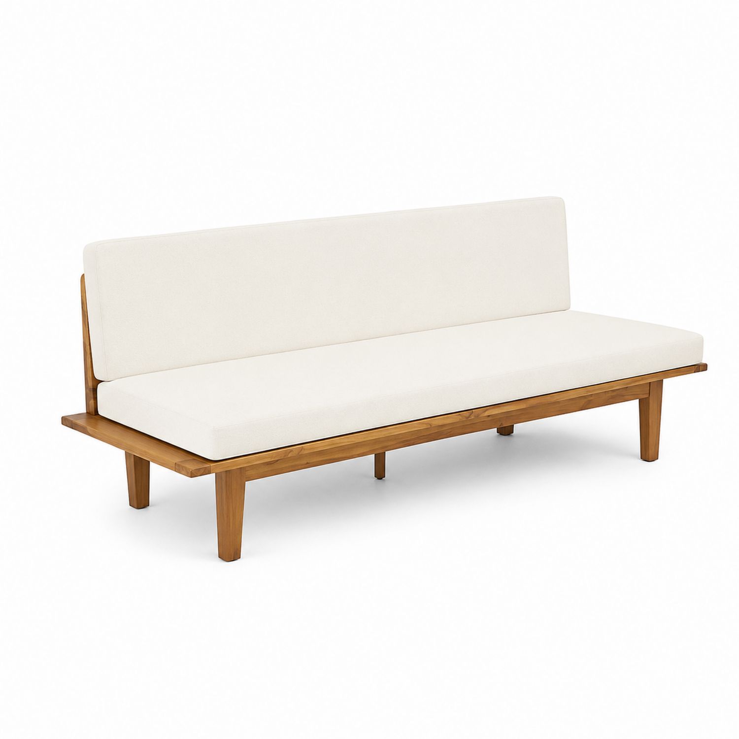 Canapé en bois d'acacia et tissu blanc-luntrivoqelz