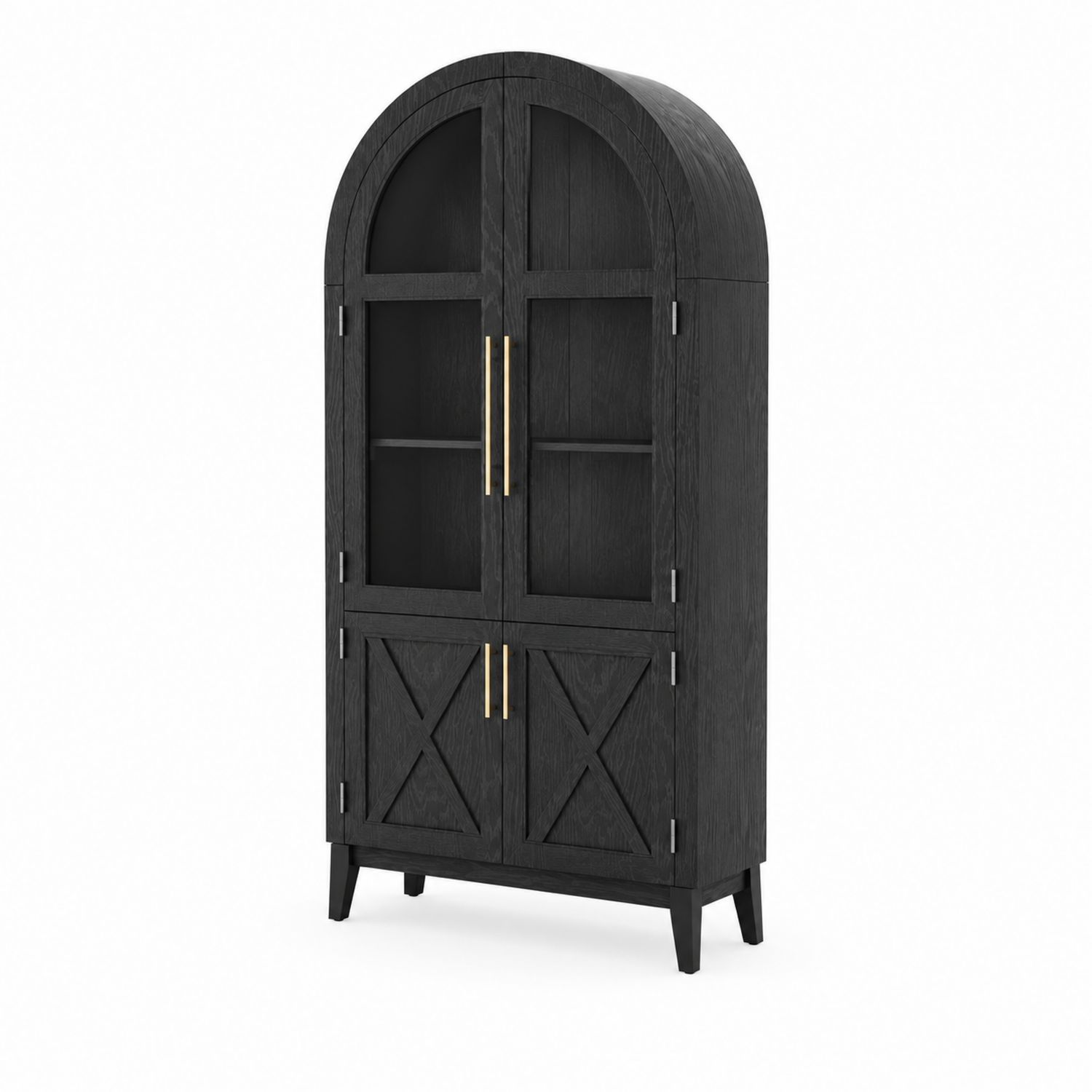 Armoire en bois avec portes vitrées et poignées dorées-luntrivoqelz