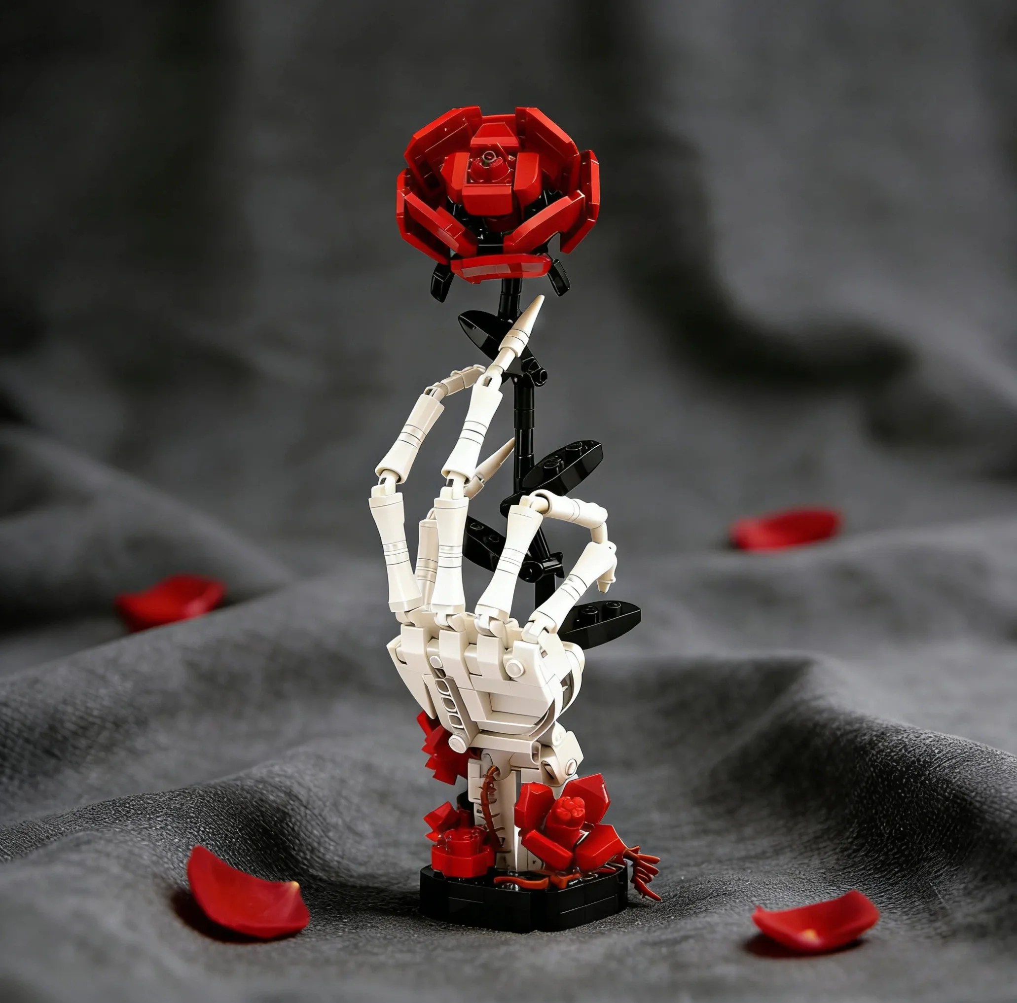 Gothic Skeleton Hand & Rose Brick Set