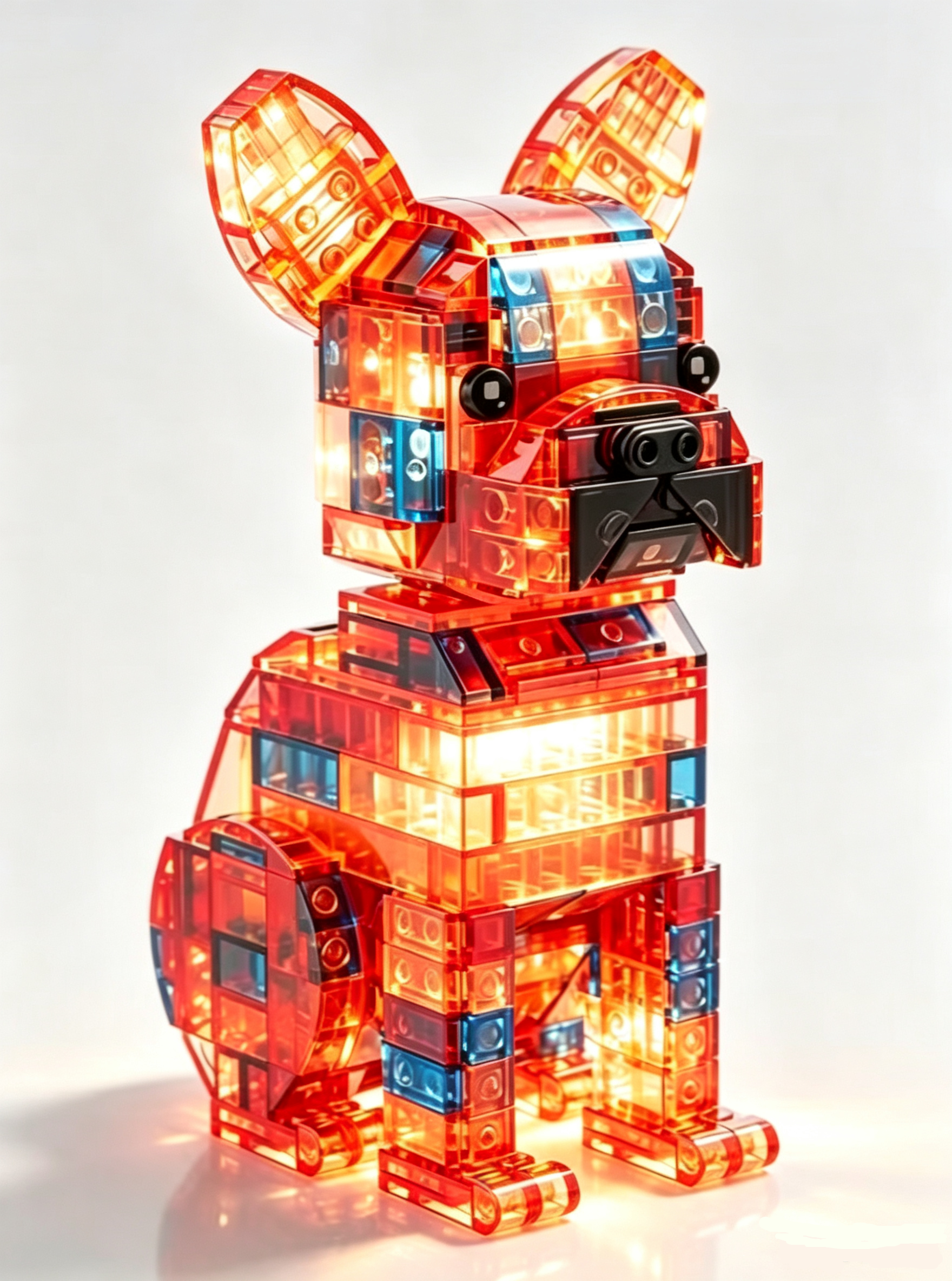Transparent Light-Up French Bulldog Building Set
