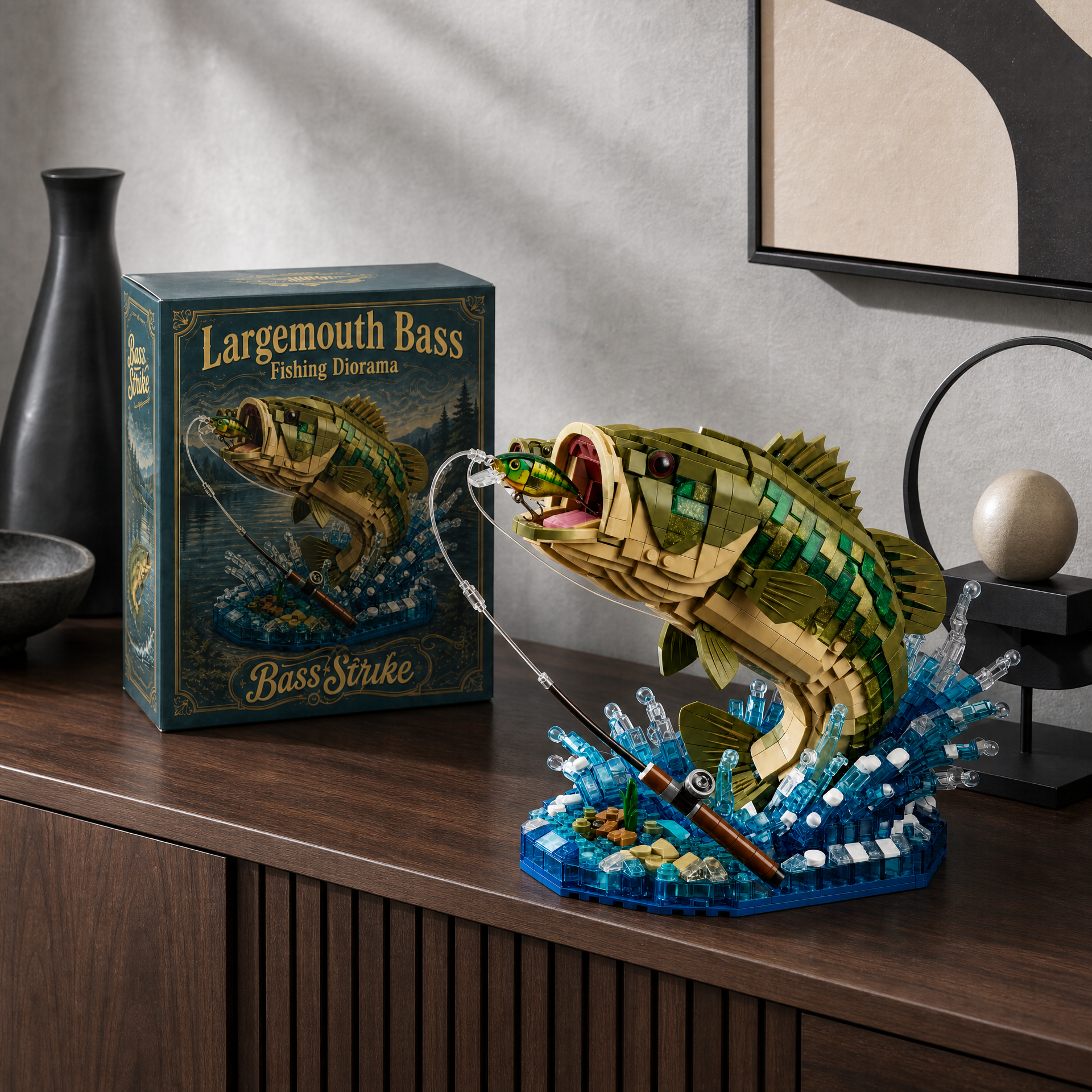 Largemouth Bass Fishing Diorama Building Set