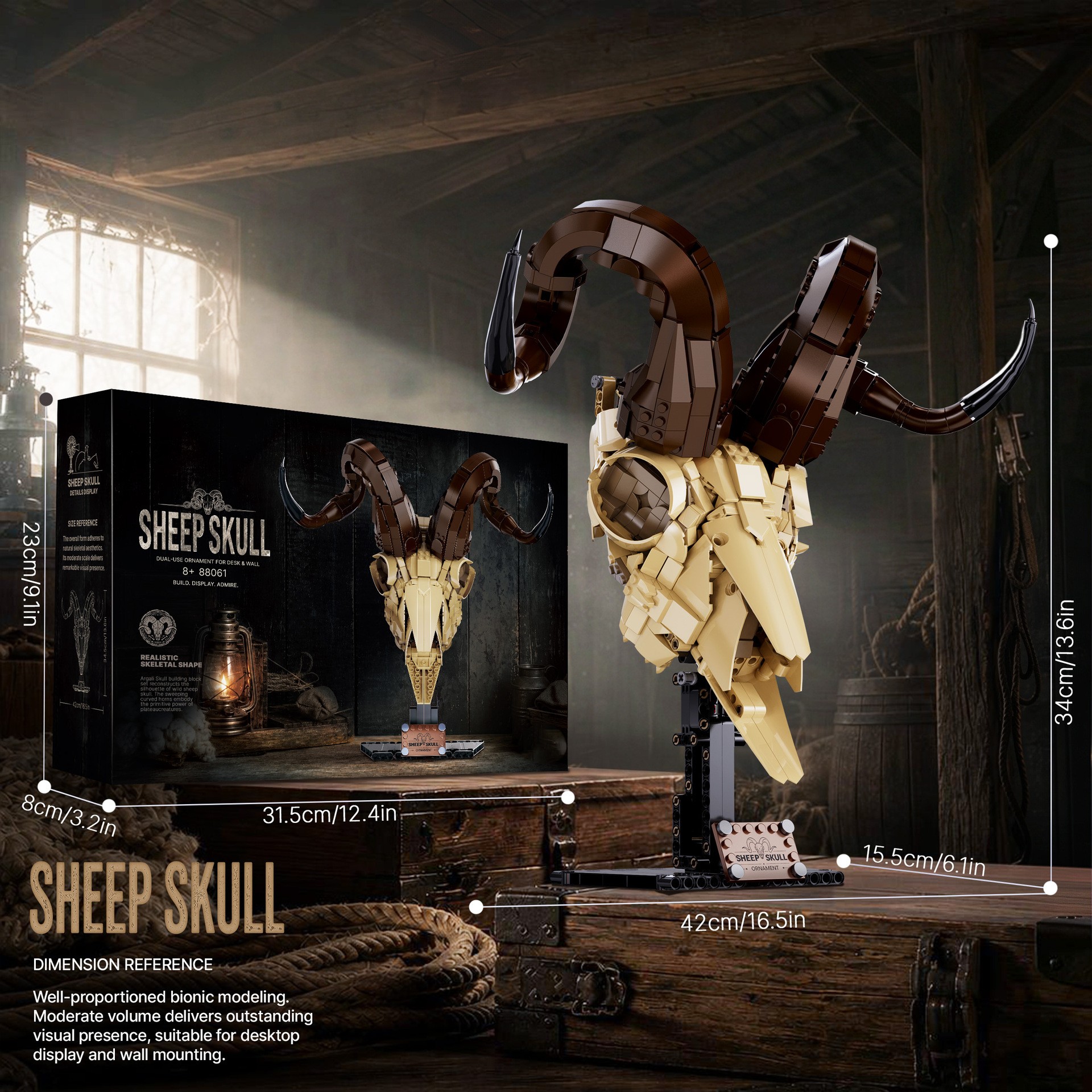 Sheep Skull Building Blocks:Halloween vibe decor