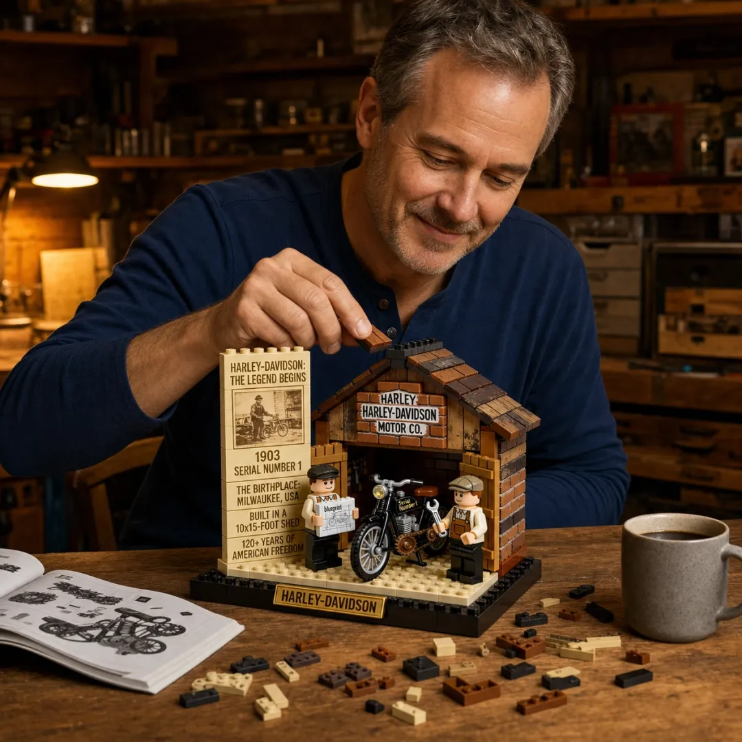 The 1903 Legend · Harley-Davidson Birthplace Diorama Building Set