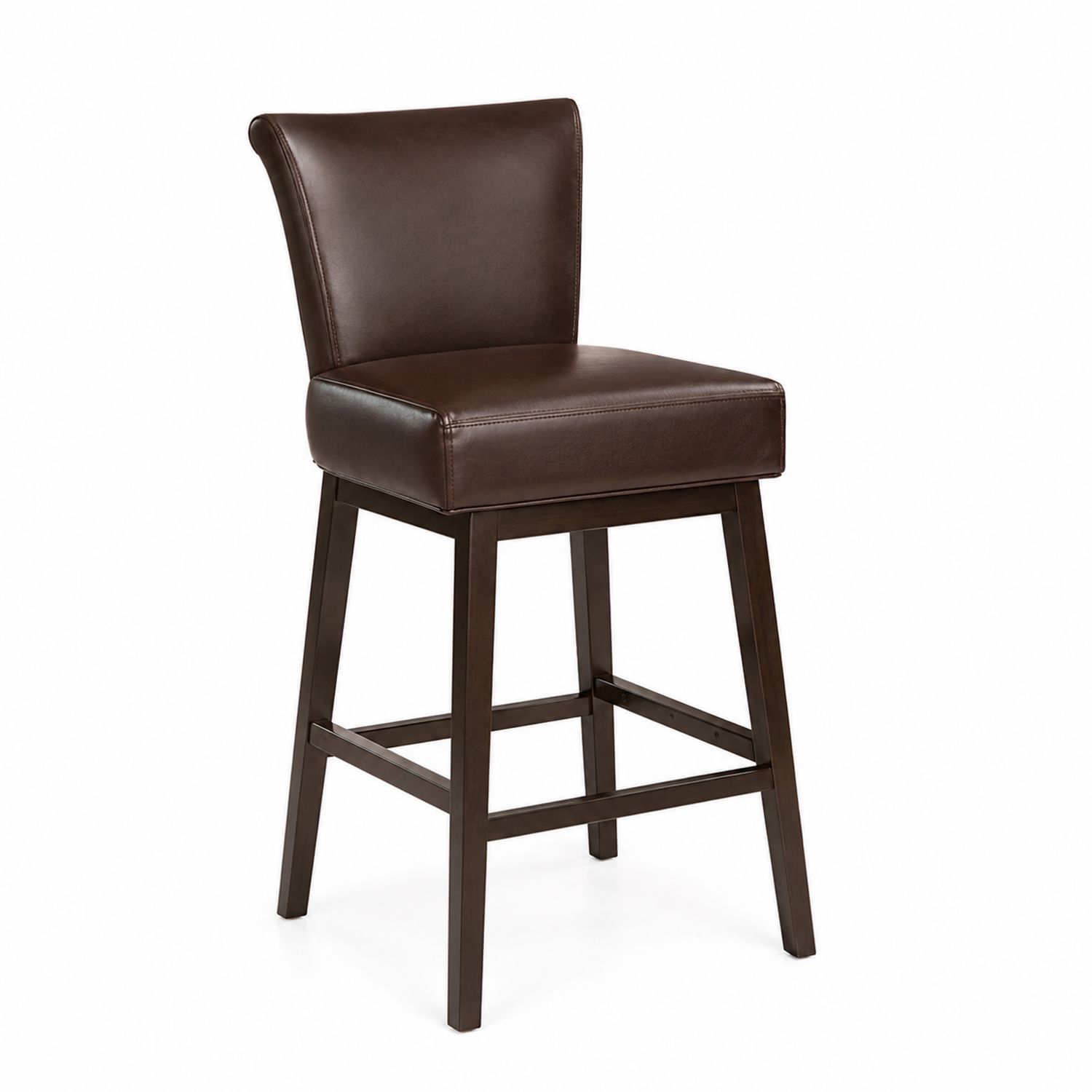 Tabouret de bar en bois et similicuir marron