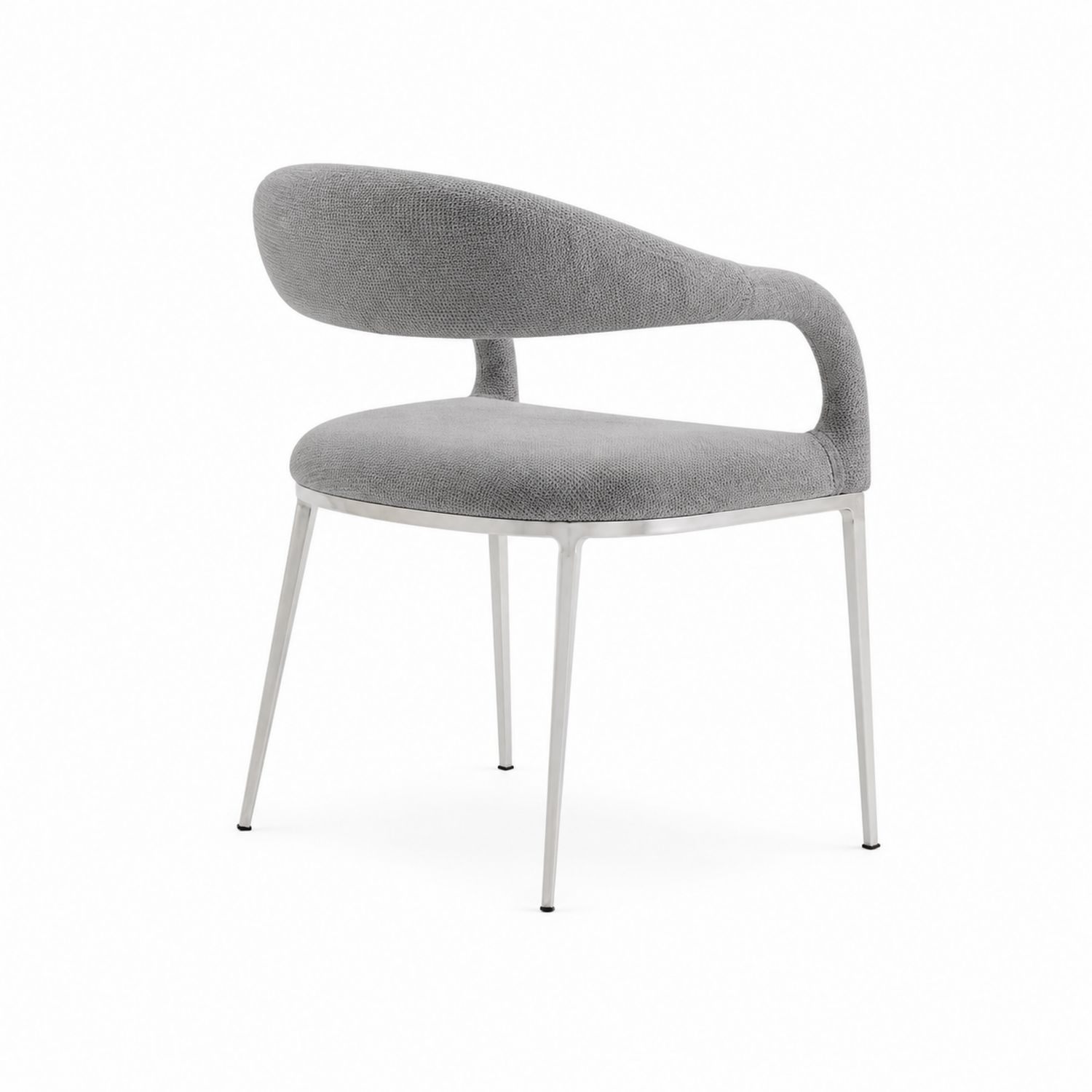 Chaise en tissu gris avec pieds en métal, 56 x 56 x 78 cm