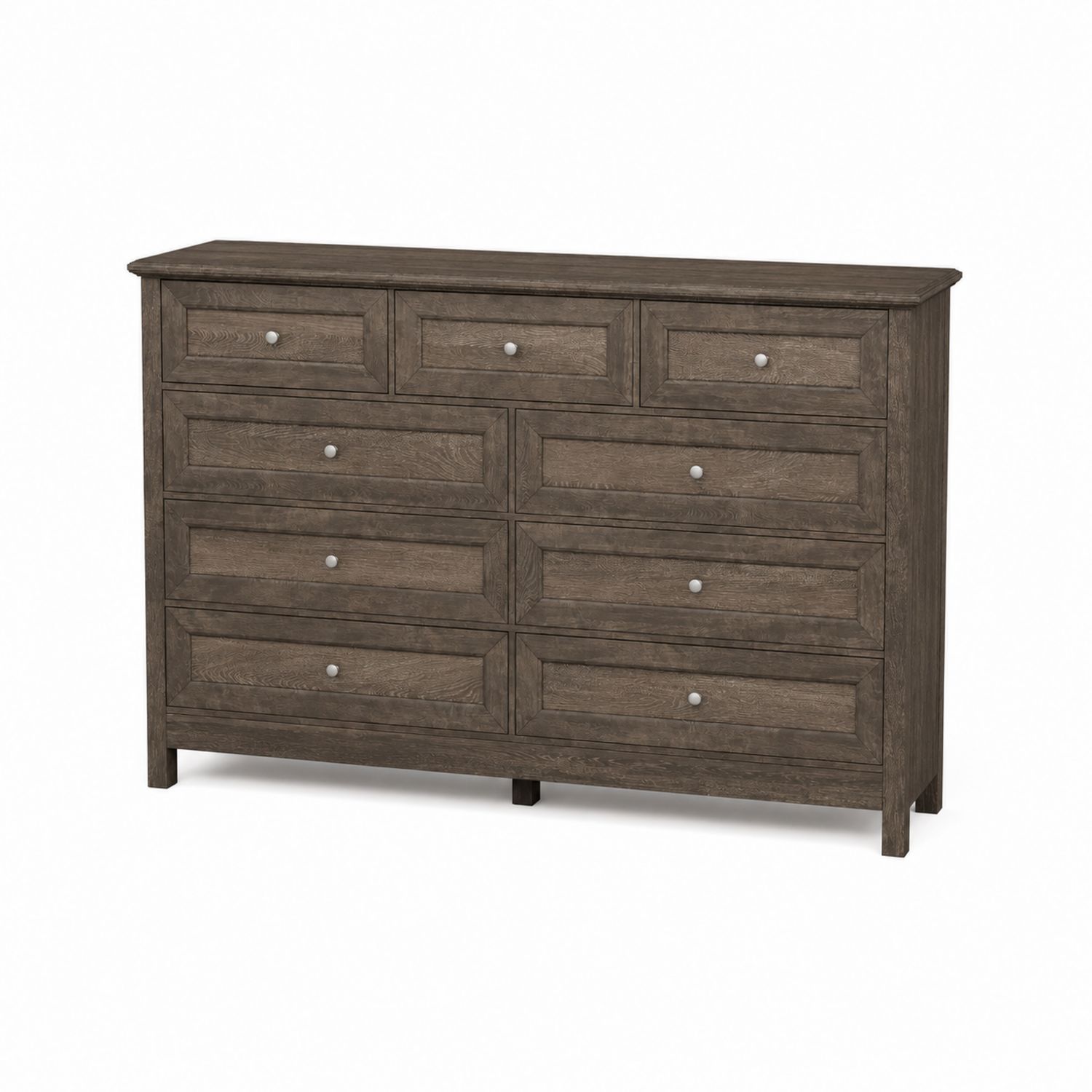 Commode en bois 10 tiroirs Chêne Massif Marron 140 x 45 x 90 cm