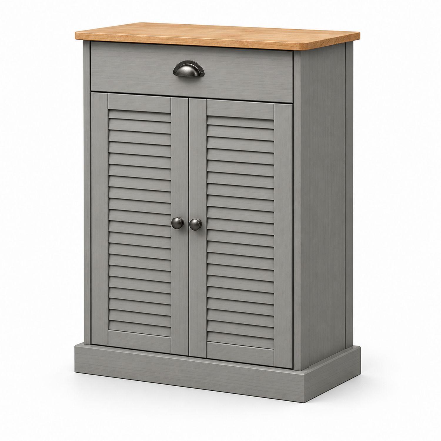 Meuble à chaussures en bois gris avec portes persiennes