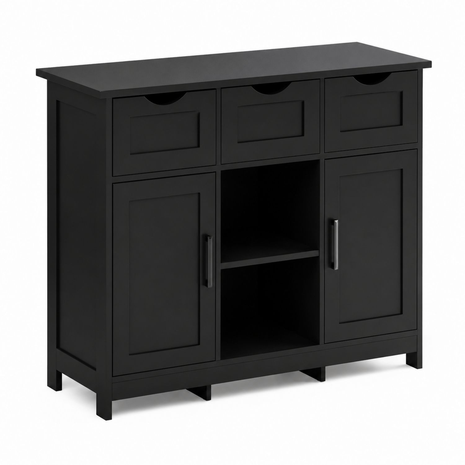 Buffet en bois avec tiroirs et portes en MDF noir 100x35x80 cm