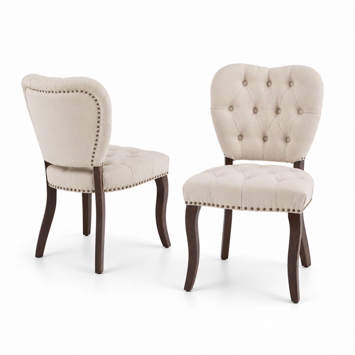 Chaises de salle à manger en tissu avec pieds en bois