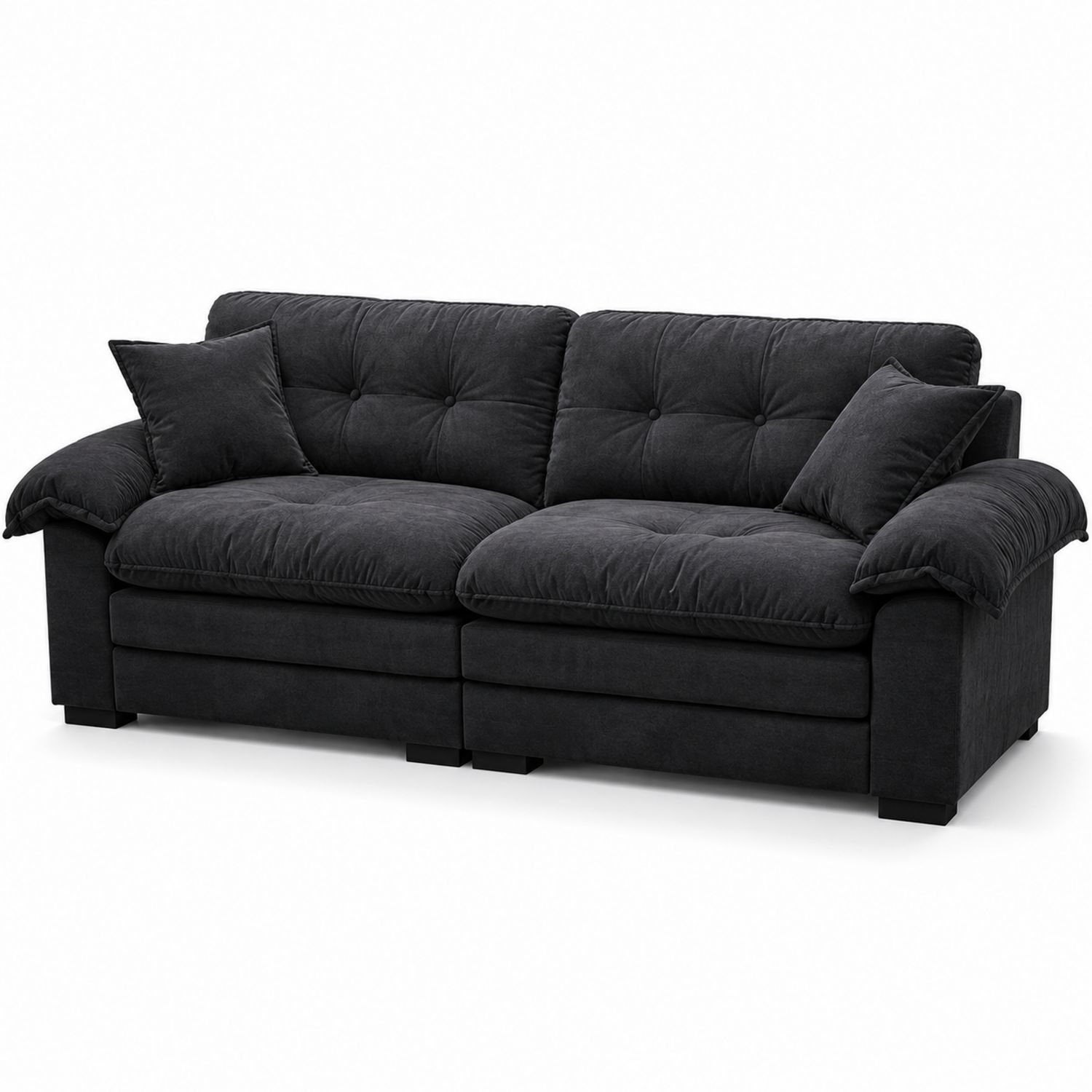Canapé 3 places en velours Anthracite avec coussins