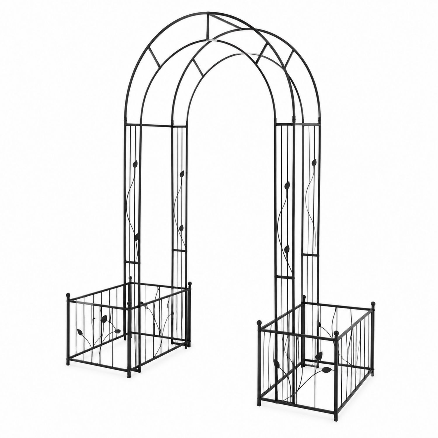 Arche de Jardin en Métal avec Jardinières Noir 240 cm-Loftnestluxe