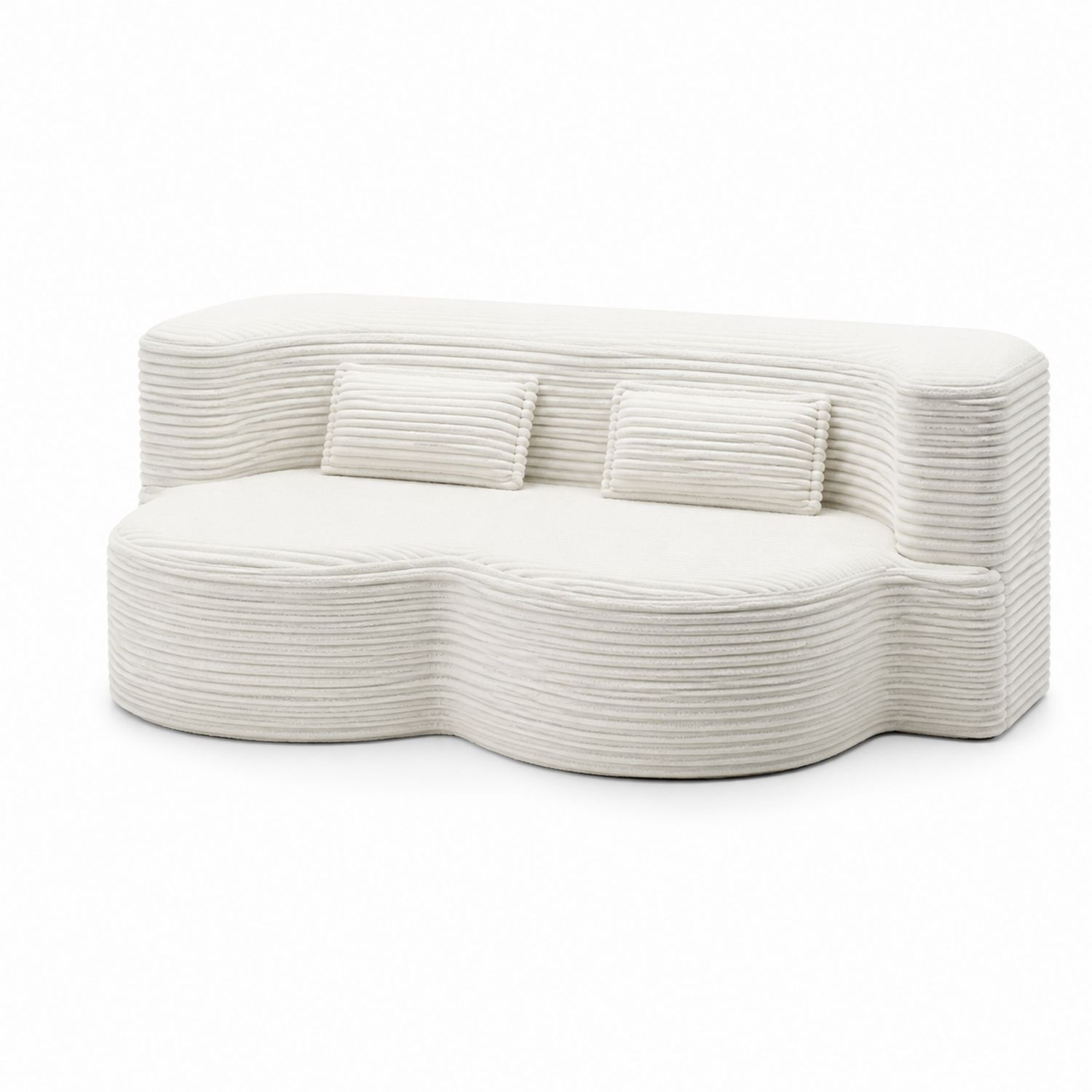 Canapé en tissu côtelé blanc 200cm-Loftnestluxe