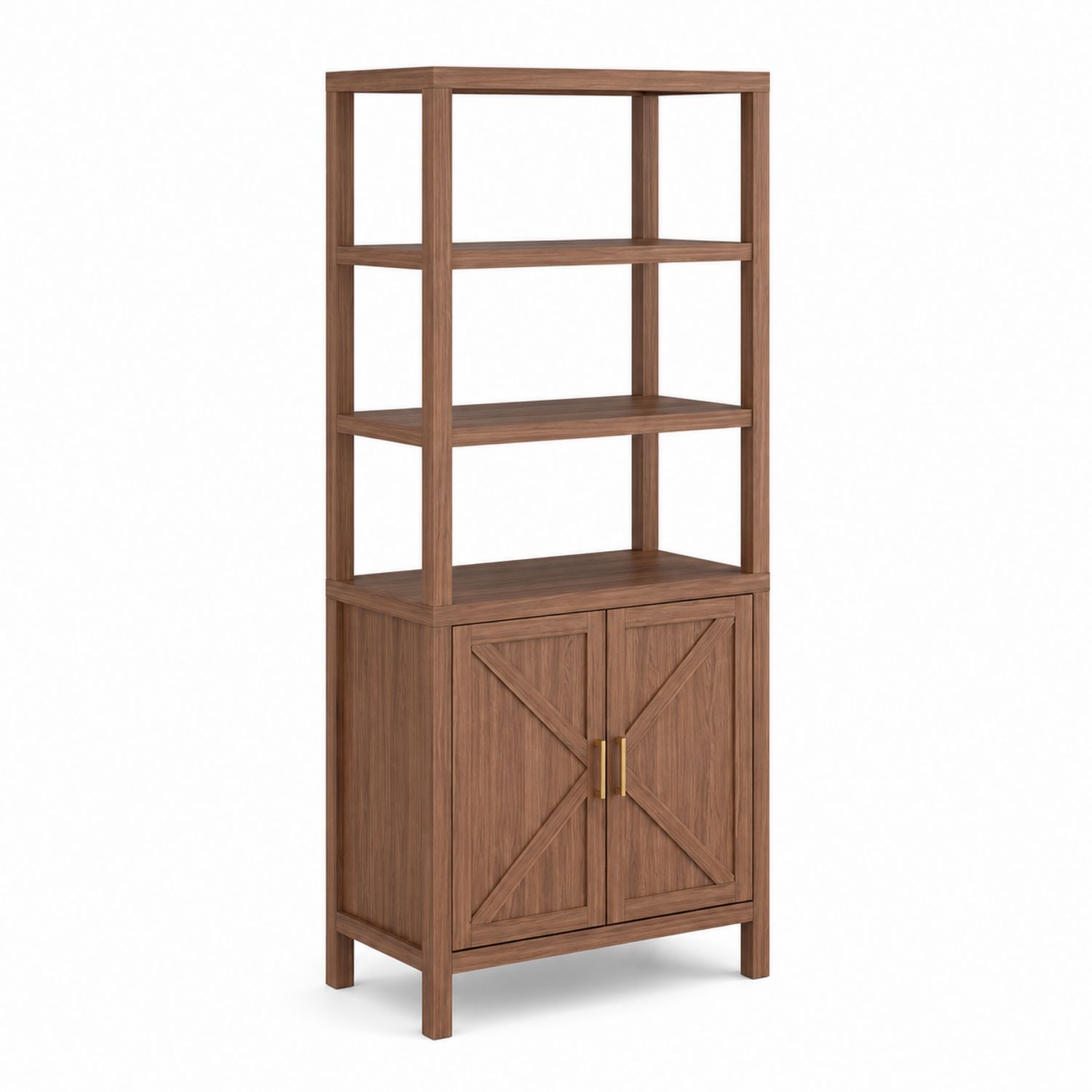 Bibliothèque en bois avec étagères et placard 180x80x30 cm Marron-Loftnestluxe
