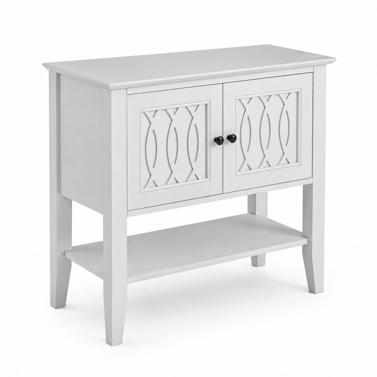 Buffet en bois avec portes sculptées blanc 80x35x80 cm-Loftnestluxe