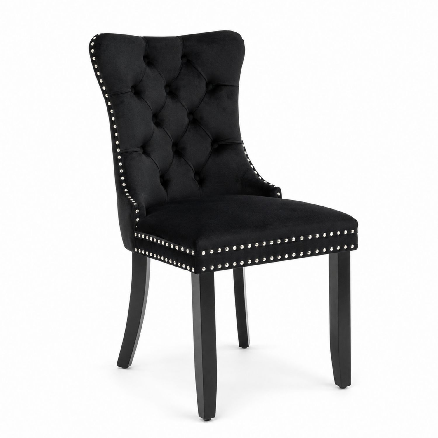Chaise de salle à manger en velours avec ornements métalliques-Loftnestluxe