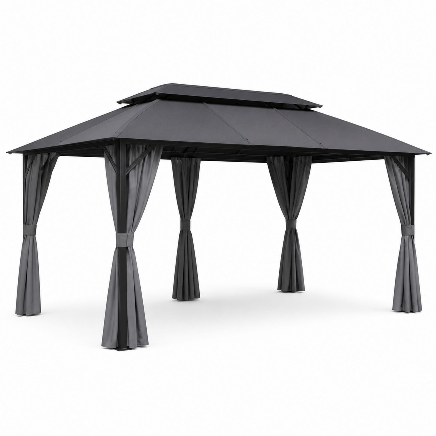 Tonnelle de Jardin en Aluminium et Textile Gris 3x4m-Loftnestluxe