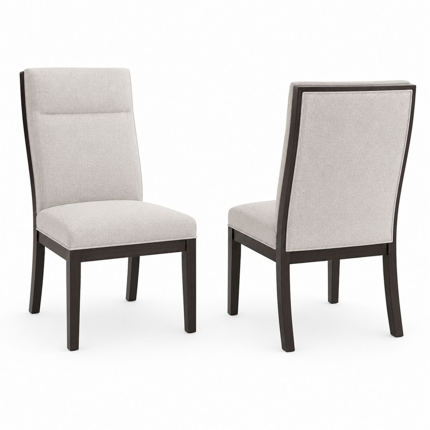 Chaises de salle à manger en bois avec rembourrage en tissu gris clair-Loftnestluxe