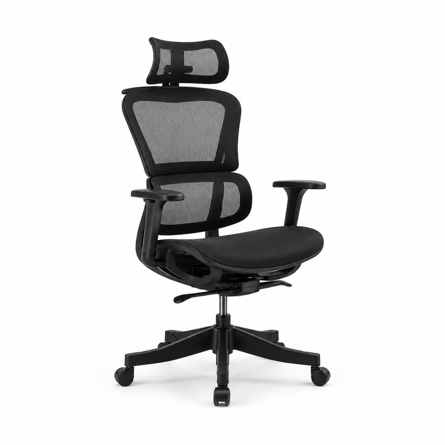 Chaise de bureau en maille noire avec appui-tête réglable-Loftnestluxe