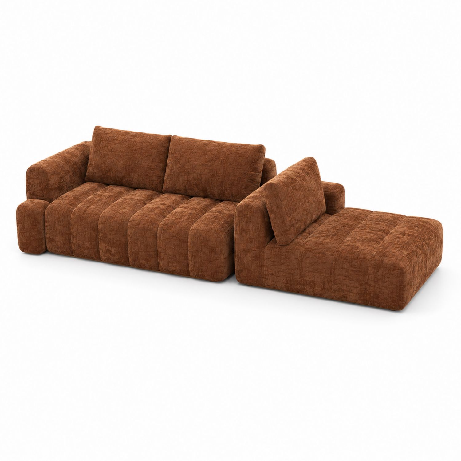 Canapé d'angle modulaire en tissu marron-Loftnestluxe