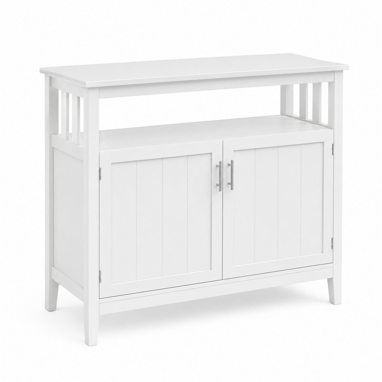 Buffet en bois massif blanc avec étagère ouverte et 2 portes-Loftnestluxe