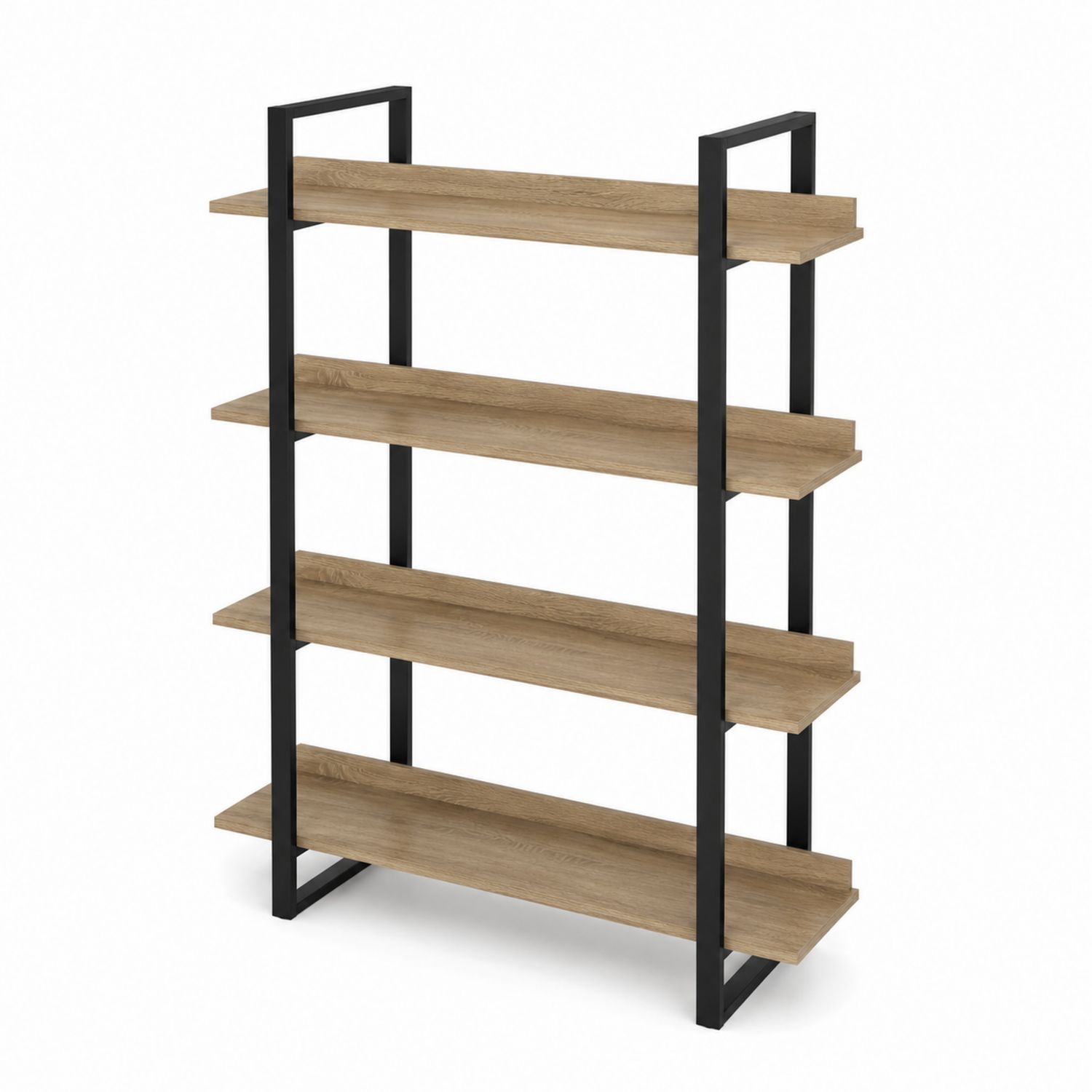 Étagère de rangement en bois MDF 4 niveaux, cadre métallique noir-Loftnestluxe