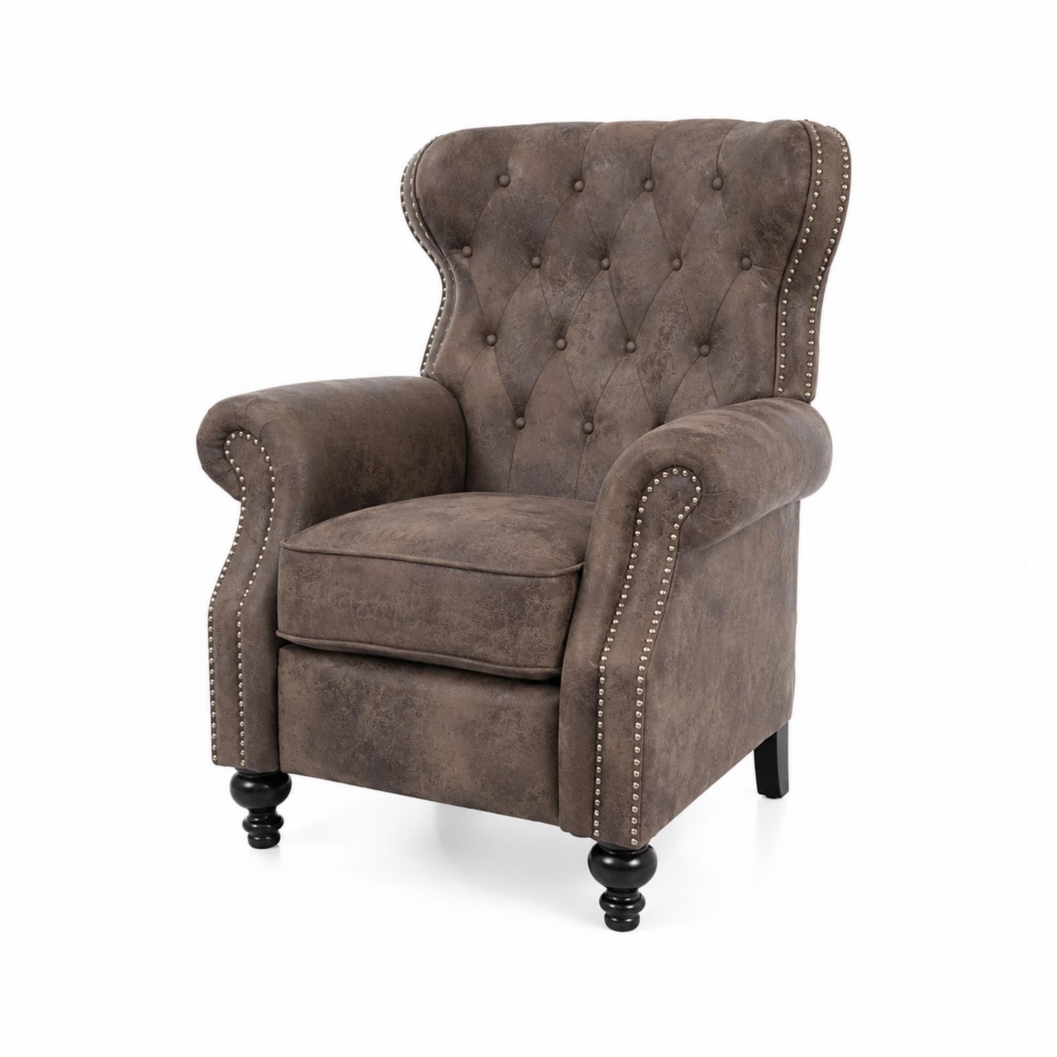 Fauteuil en cuir synthétique avec accoudoirs cloutés-Loftnestluxe
