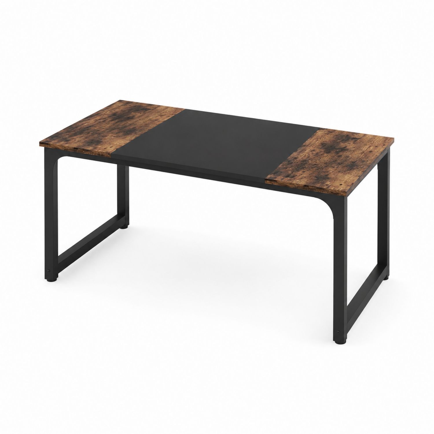 Bureau rectangulaire en bois et métal noir et marron, 140 x 60 cm-Loftnestluxe