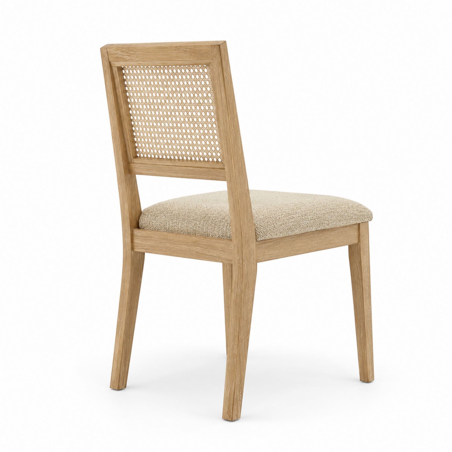 Chaise en bois et rotin avec tissu beige 45x50x85cm-Loftnestluxe