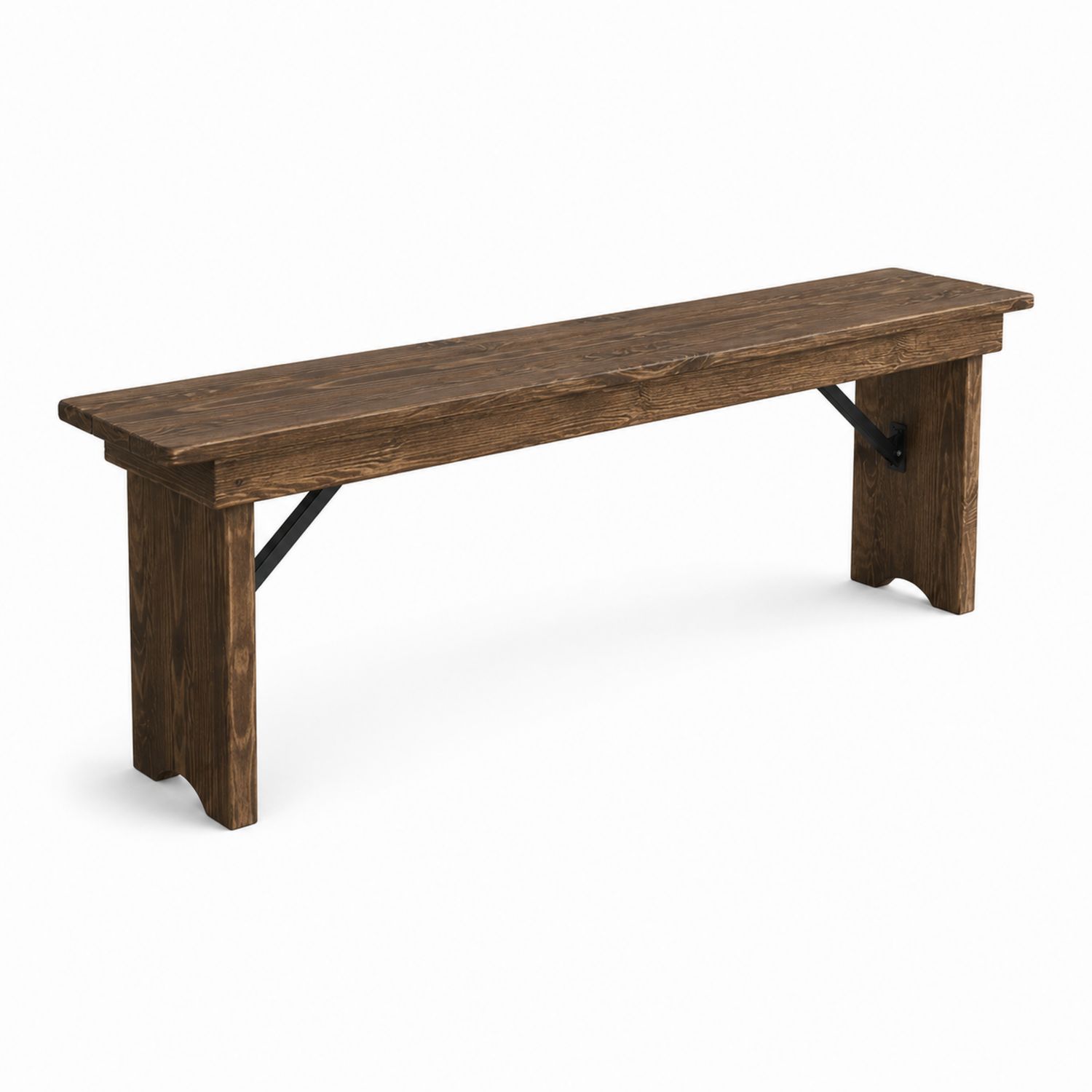 Banc en bois massif avec renforts métalliques 160x35x45 cm Marron-Loftnestluxe