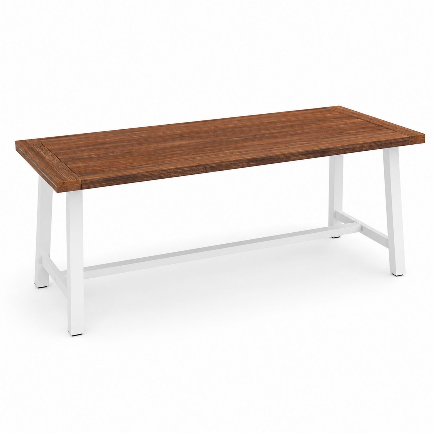 Table à manger extérieure rectangulaire bois et métal blanc-Loftnestluxe
