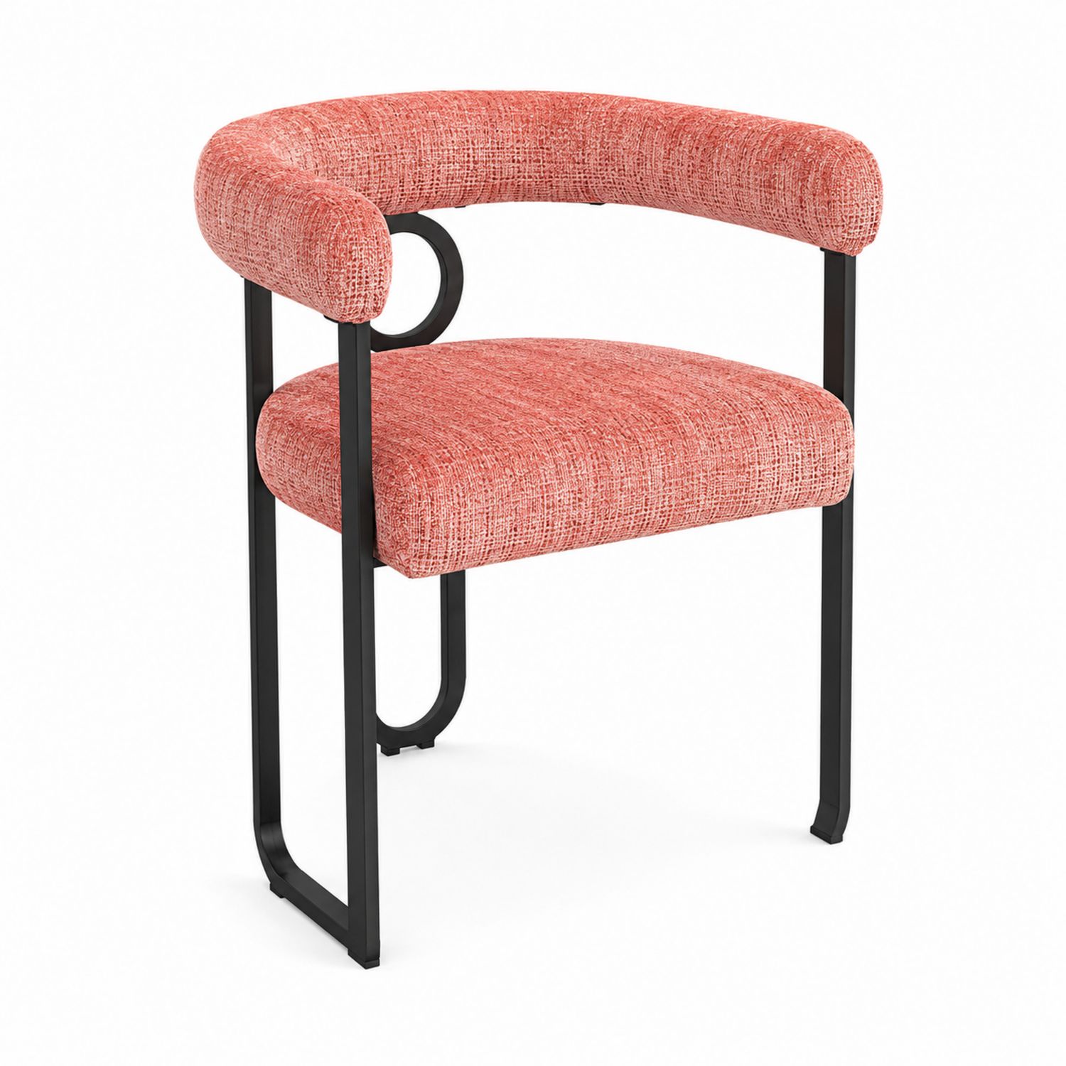 Chaise en tissu polyester rouge avec structure métallique, 75 cm-Loftnestluxe