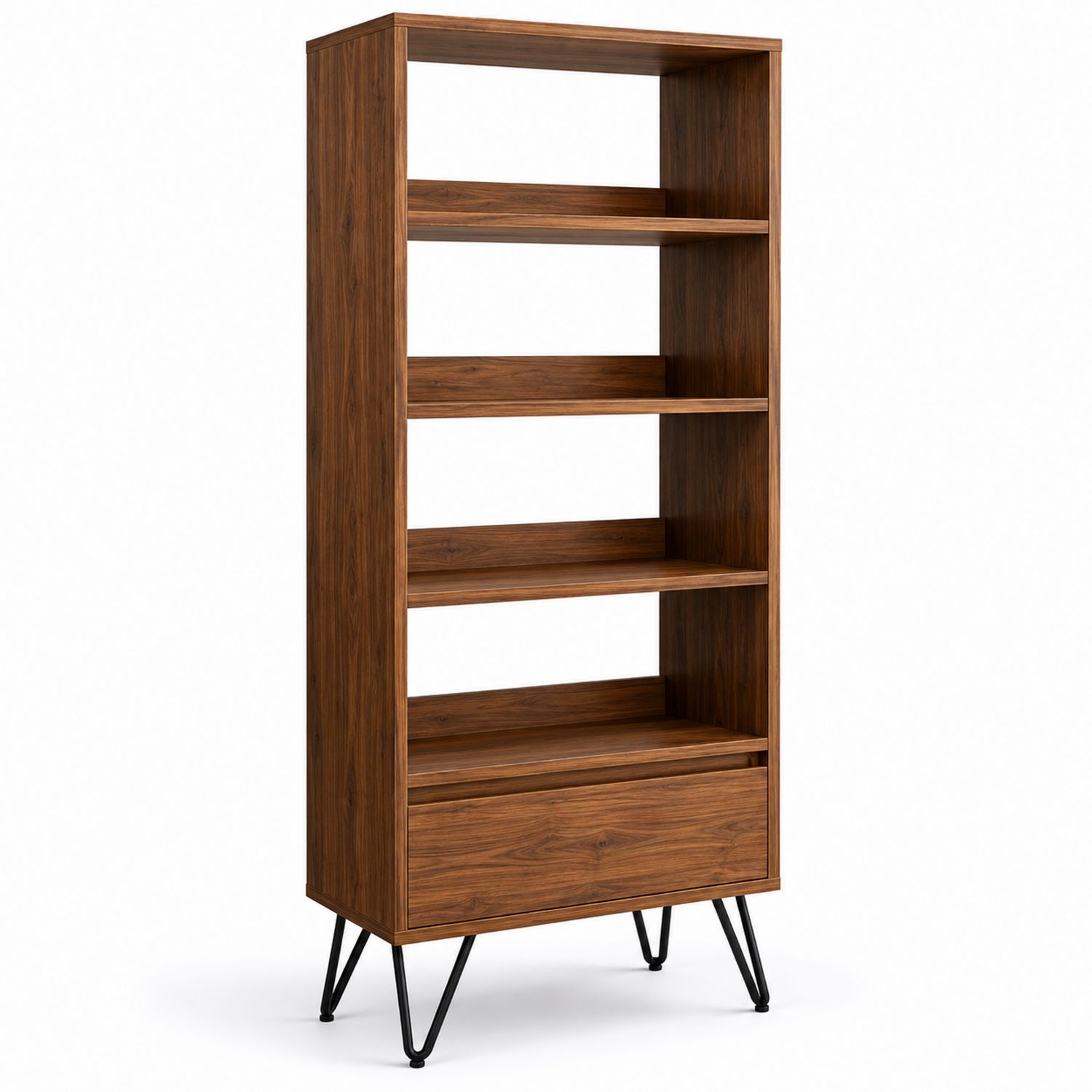 Bibliothèque 5 étagères en bois et métal-Loftnestluxe