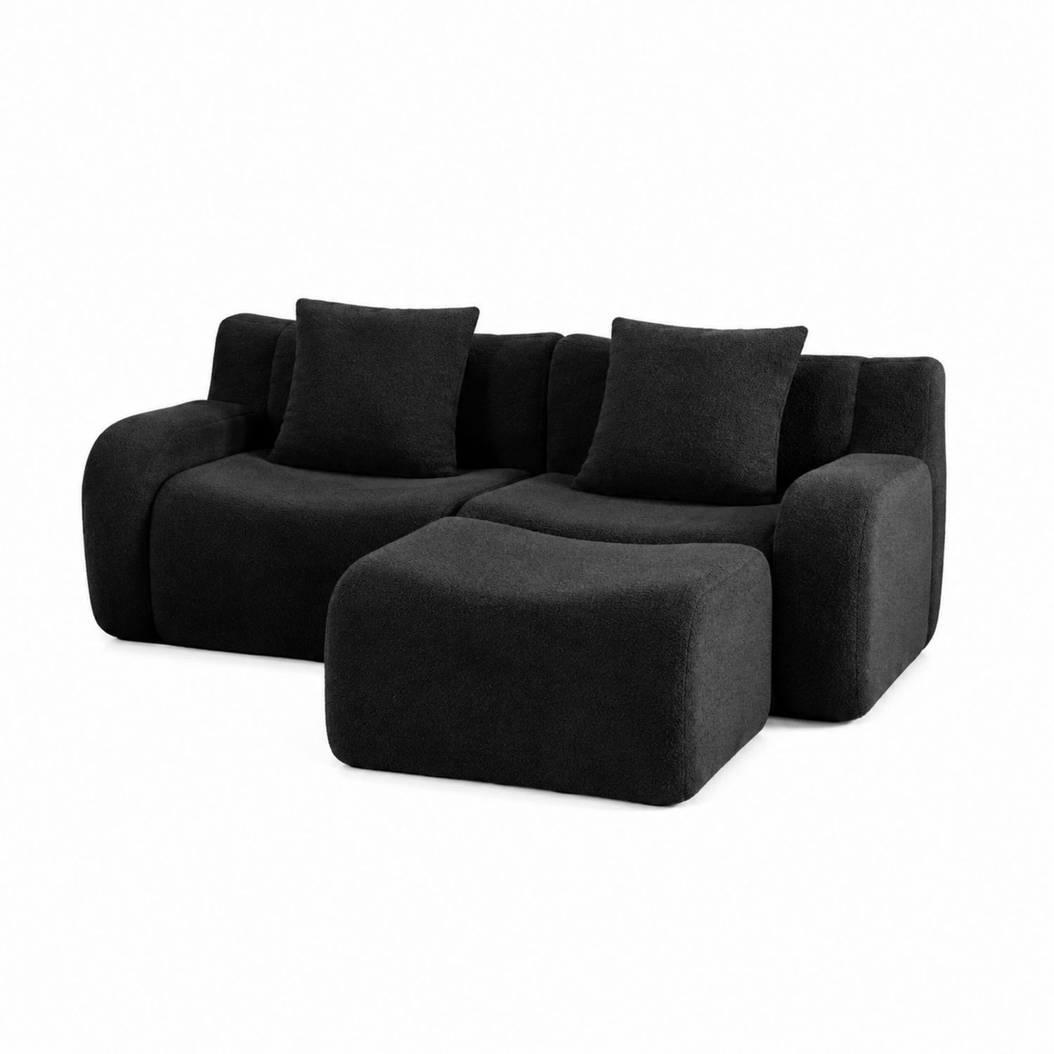 Canapé modulaire en tissu noir avec méridienne-Loftnestluxe