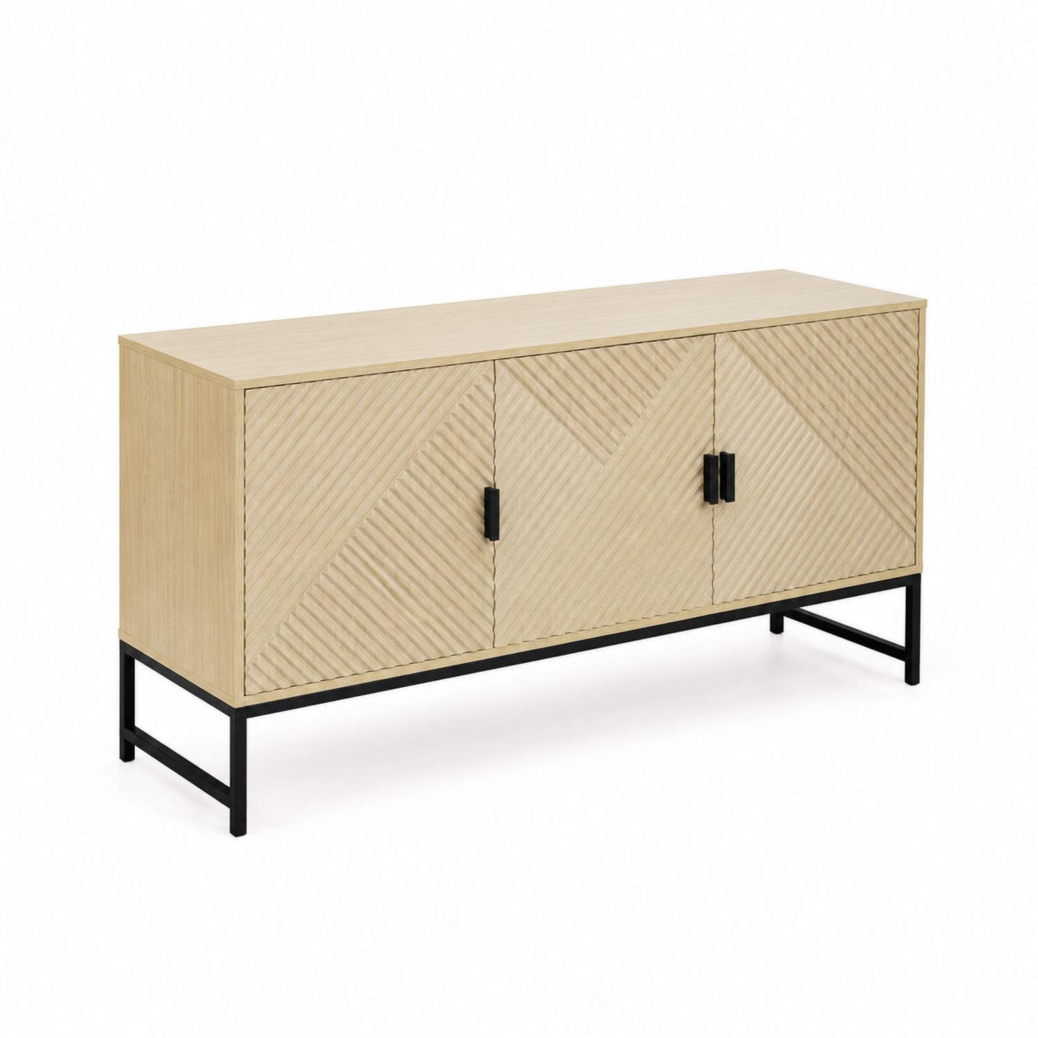 Buffet en Bois avec Pieds en Métal Noir 150x40x80cm-Loftnestluxe