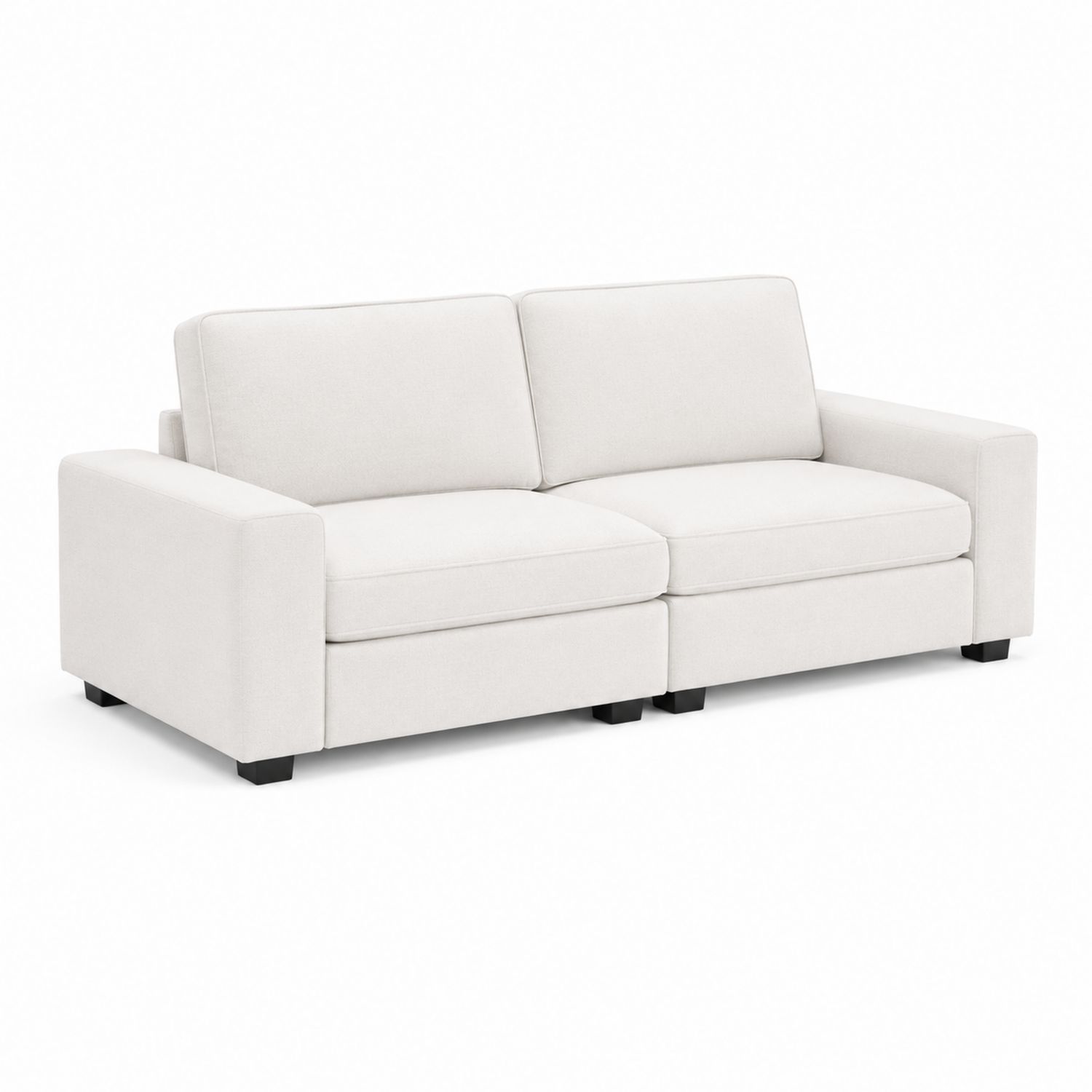 Canapé 2 places en tissu Blanc avec structure en bois-Loftnestluxe