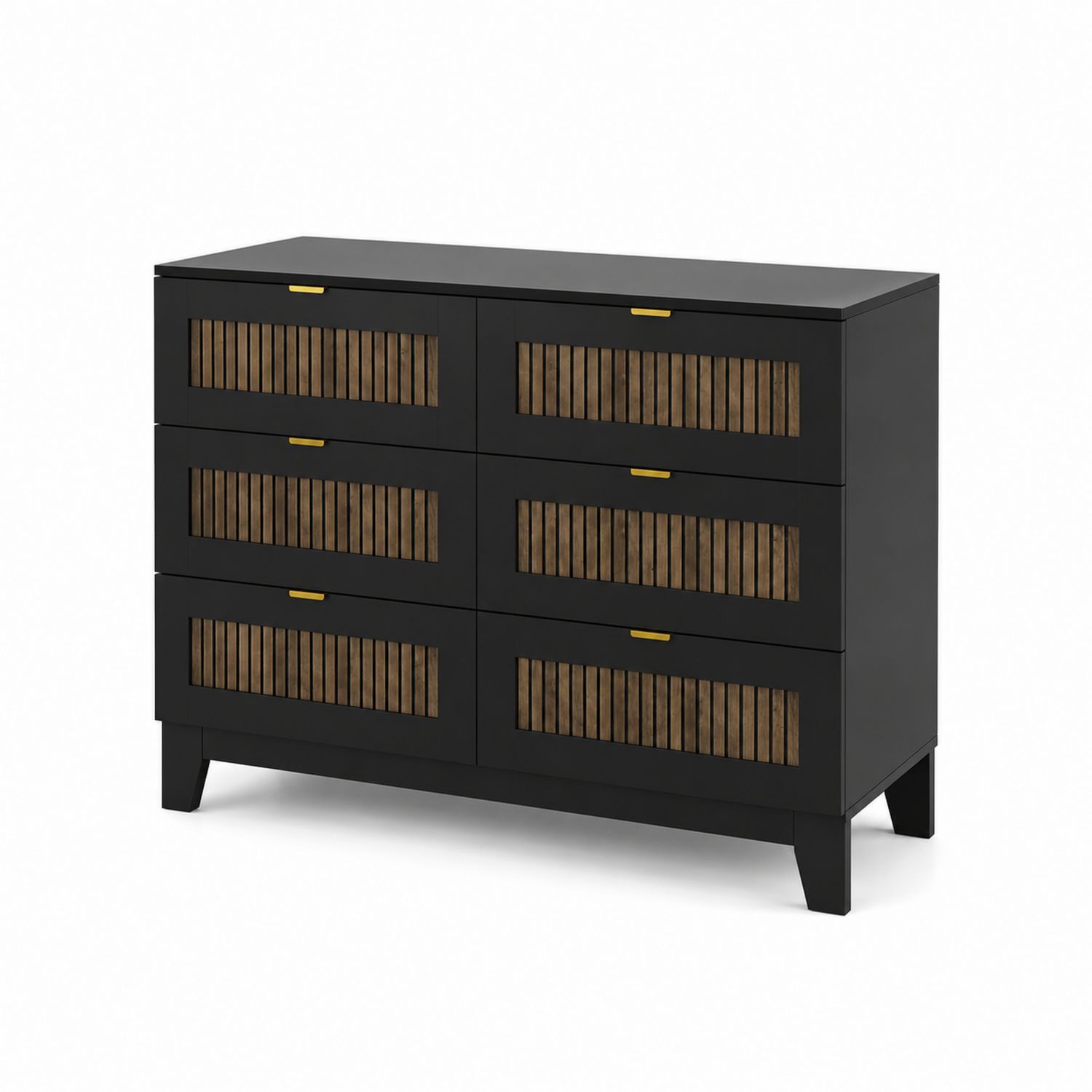 Commode en bois et métal noir à 6 tiroirs-Loftnestluxe