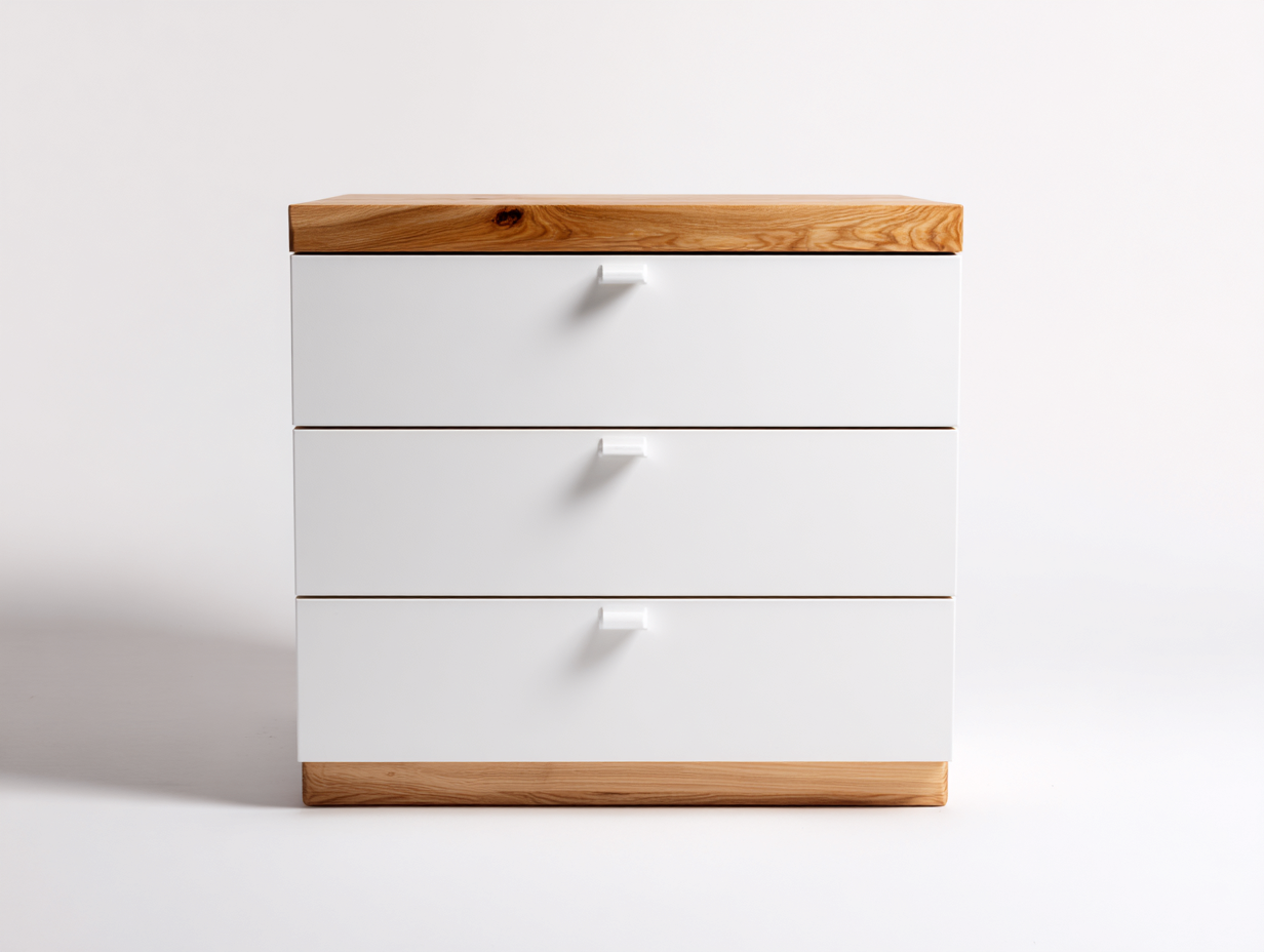 Cassettiera - MDF-Legno - 90x41x81 cm - Bianco-Legno naturale - Moderno-Favozihome