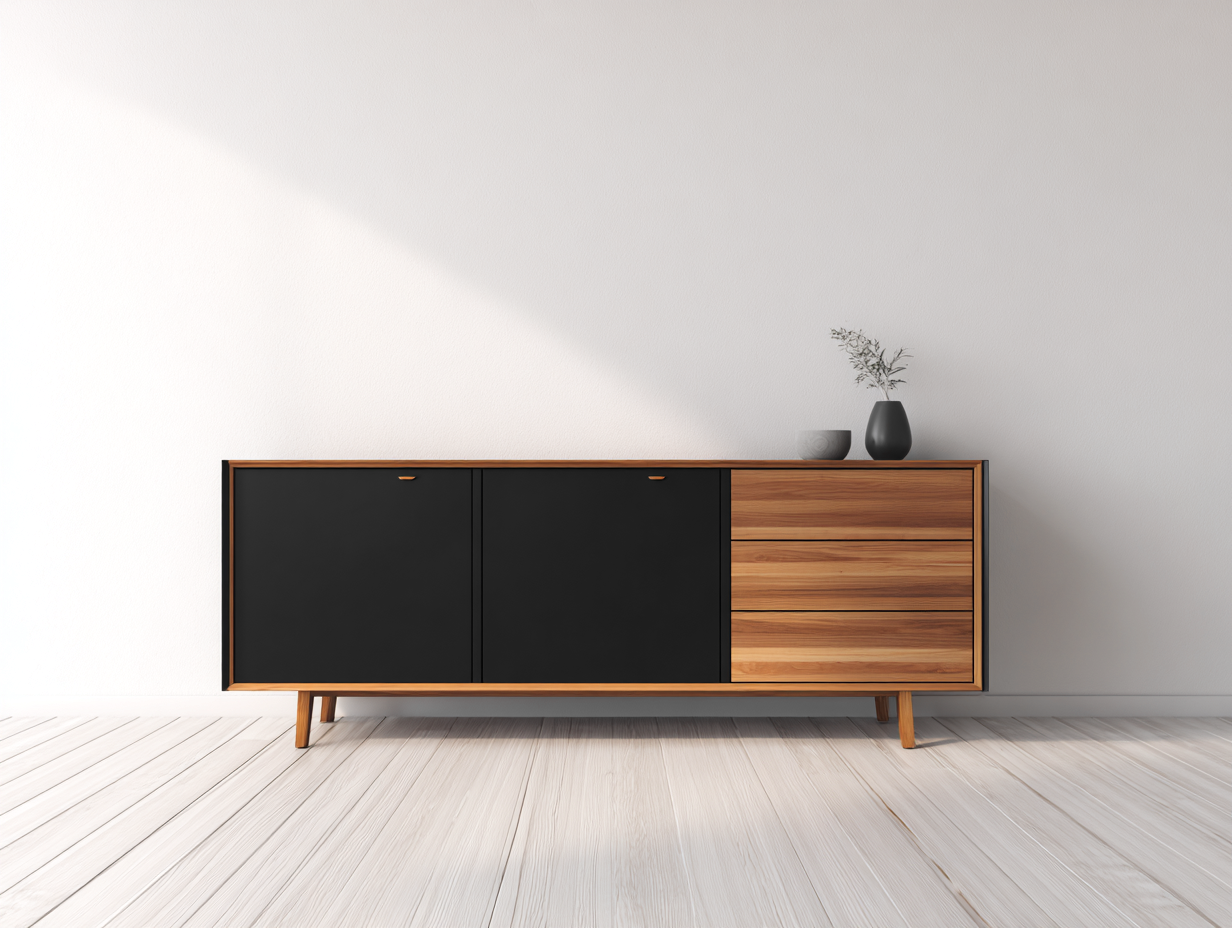Mobile ingresso - Legno-MDF - 180x40x72 cm - Nero-Legno naturale - Scandinavo-Favozihome