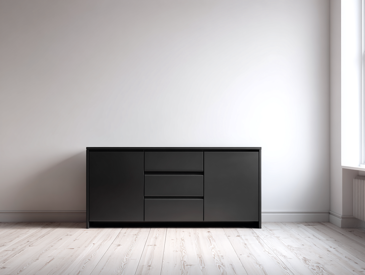Mobile ingresso - Legno ingegnerizzato - 145x42x76 cm - Nero - Minimalista-Favozihome