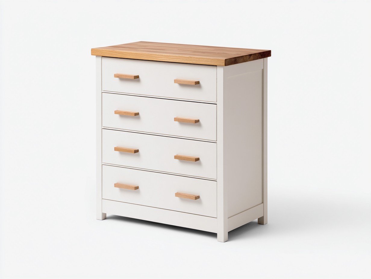 Cassettiera - Legno - 86x42x97 cm - Bianco-Legno naturale - Scandinavo-Favozihome