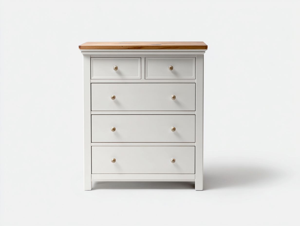 Cassettiera - Legno-Metallo - 92x43x102 cm - Bianco-Legno naturale - Country-Favozihome