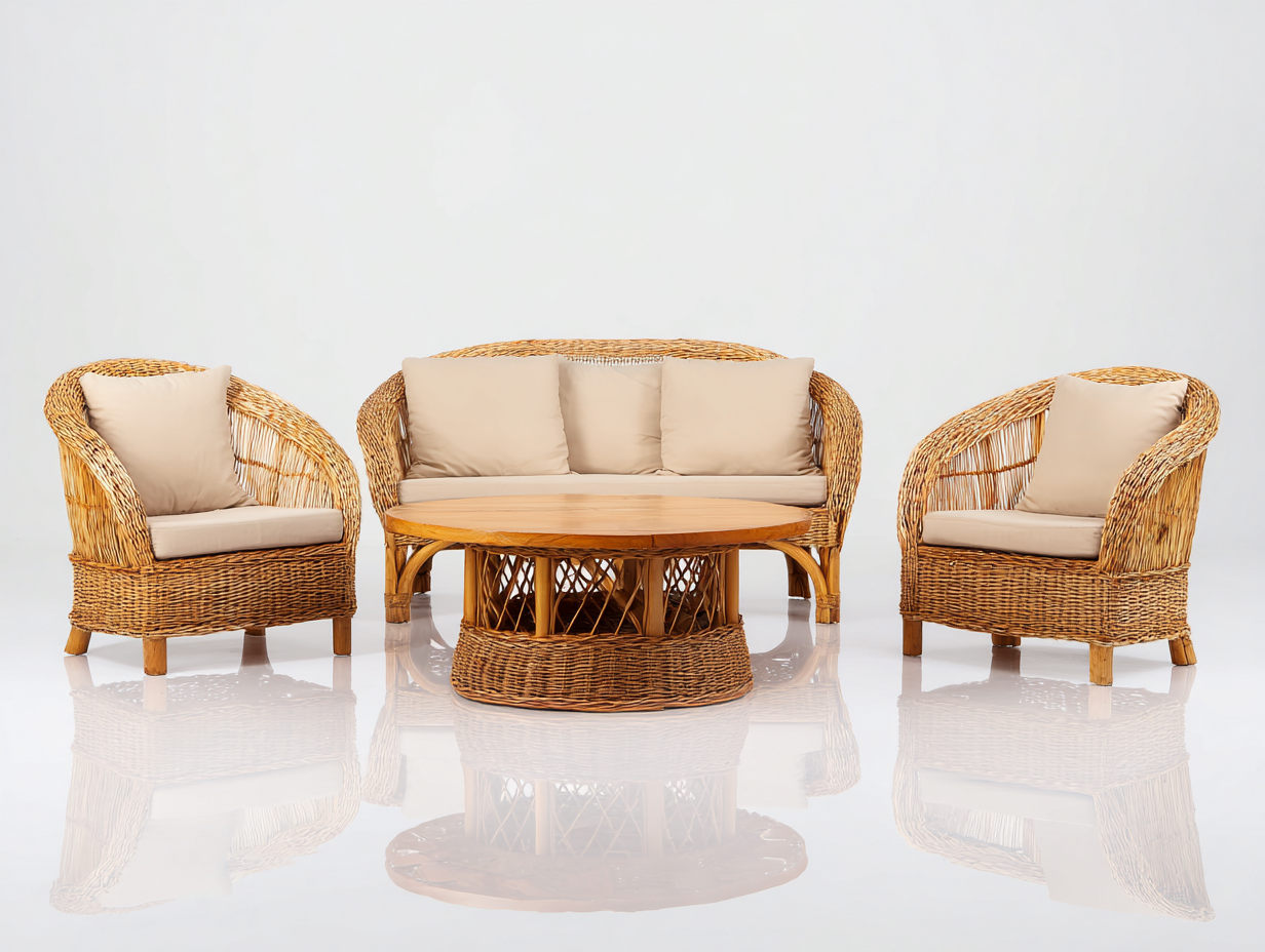 Divani da esterno - rattan-tessuto-legno - 168x78x78 cm - naturale-beige - boho-Favozihome