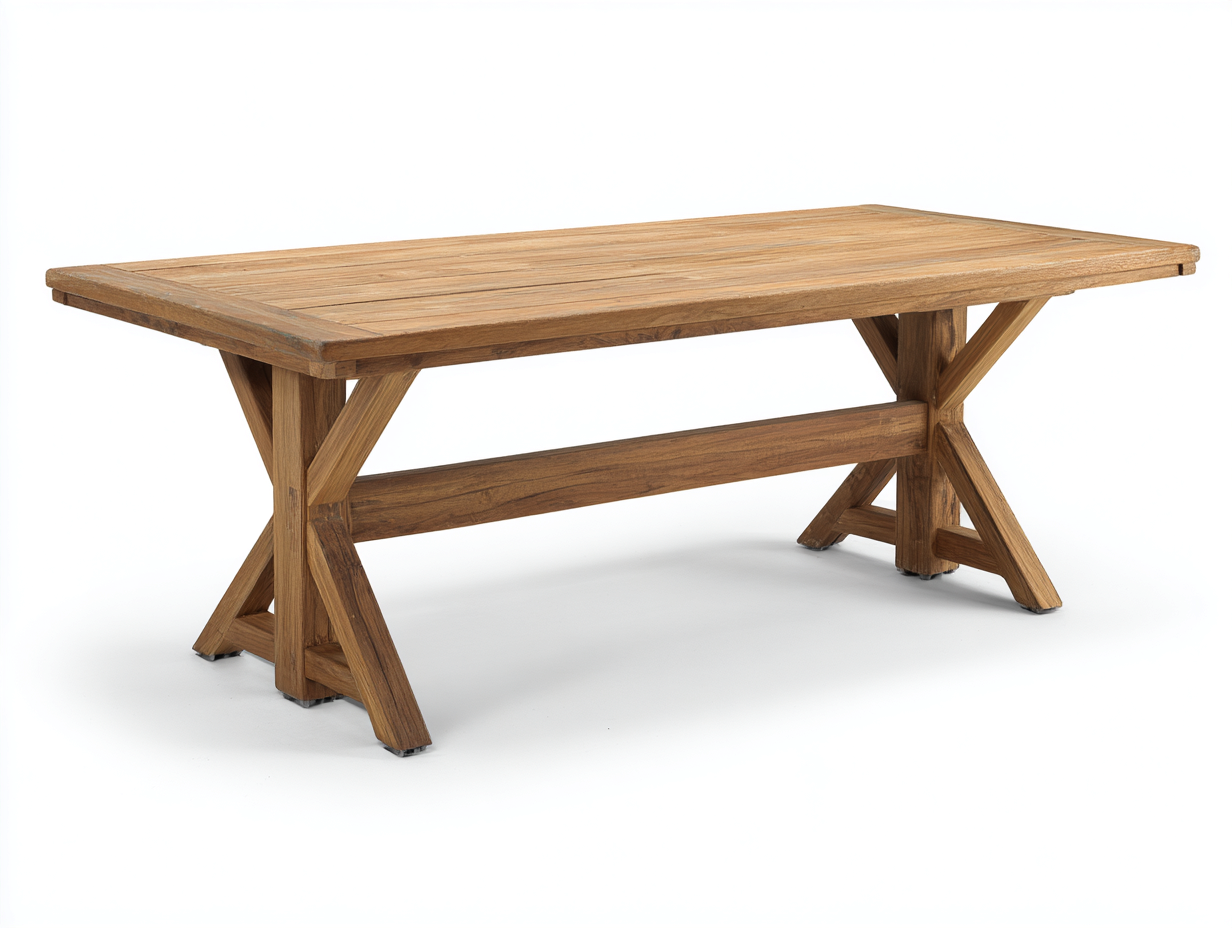 Tavolo da giardino - legno di teak - 220x100x76 cm - naturale - rettangolare-Favozihome