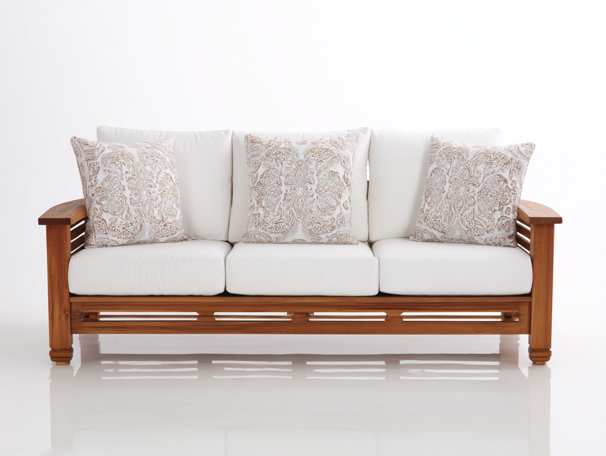 Divani da esterno - legno-tessuto - 218x84x78 cm - naturale-bianco - classico-Favozihome