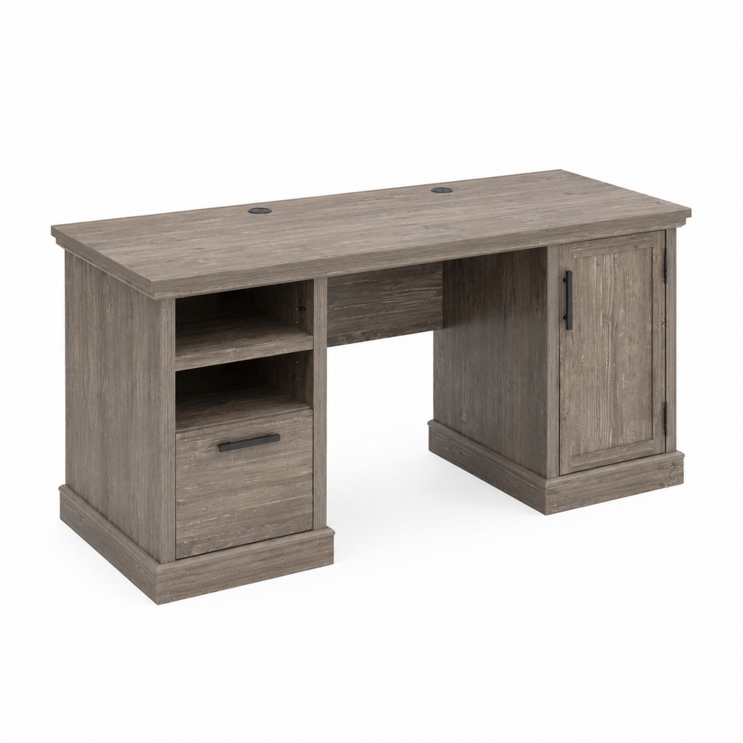 Bureau Rectangulaire en Bois avec Rangement et Porte Gris