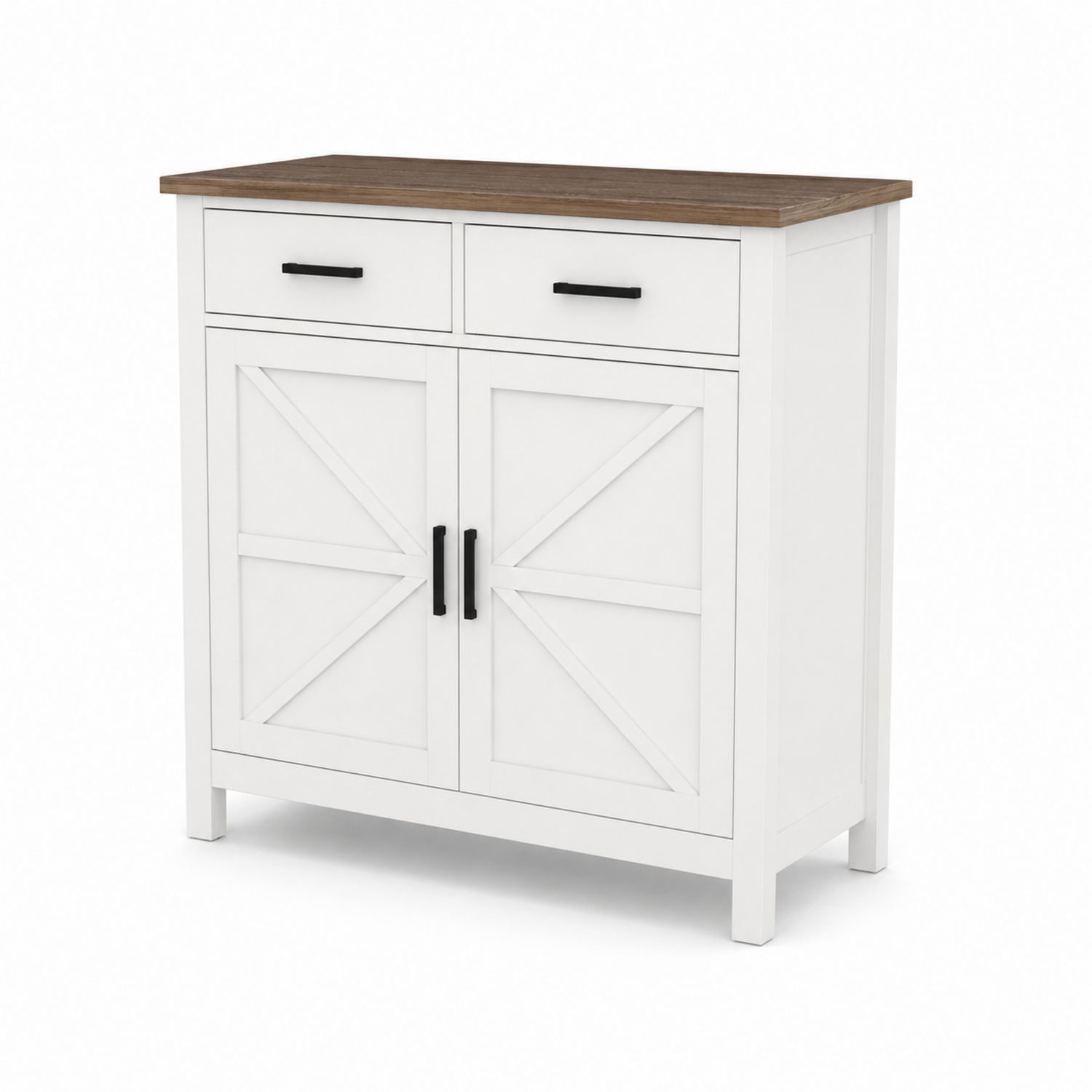 Buffet de cuisine en bois avec plateau en chêne blanc et noir