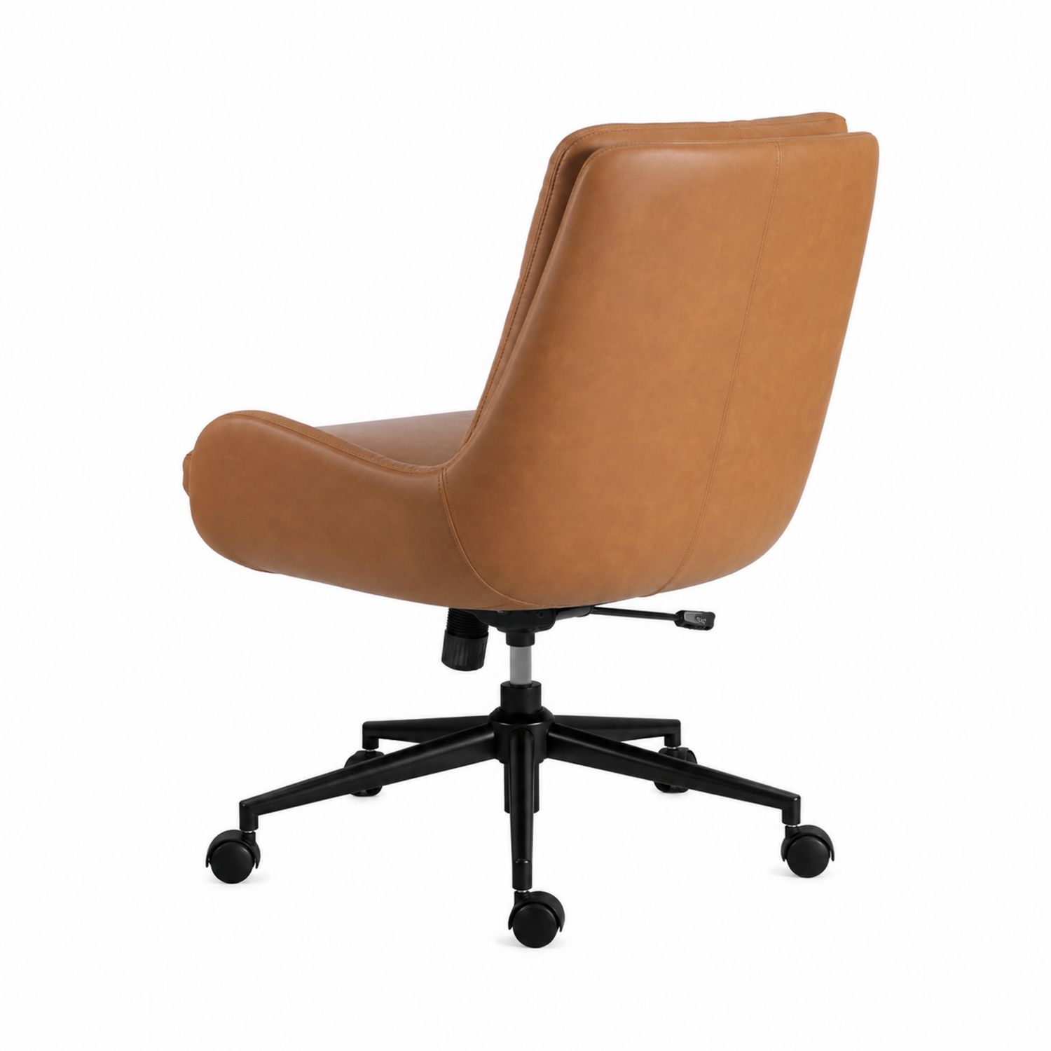 Chaise de bureau pivotante en cuir synthétique marron