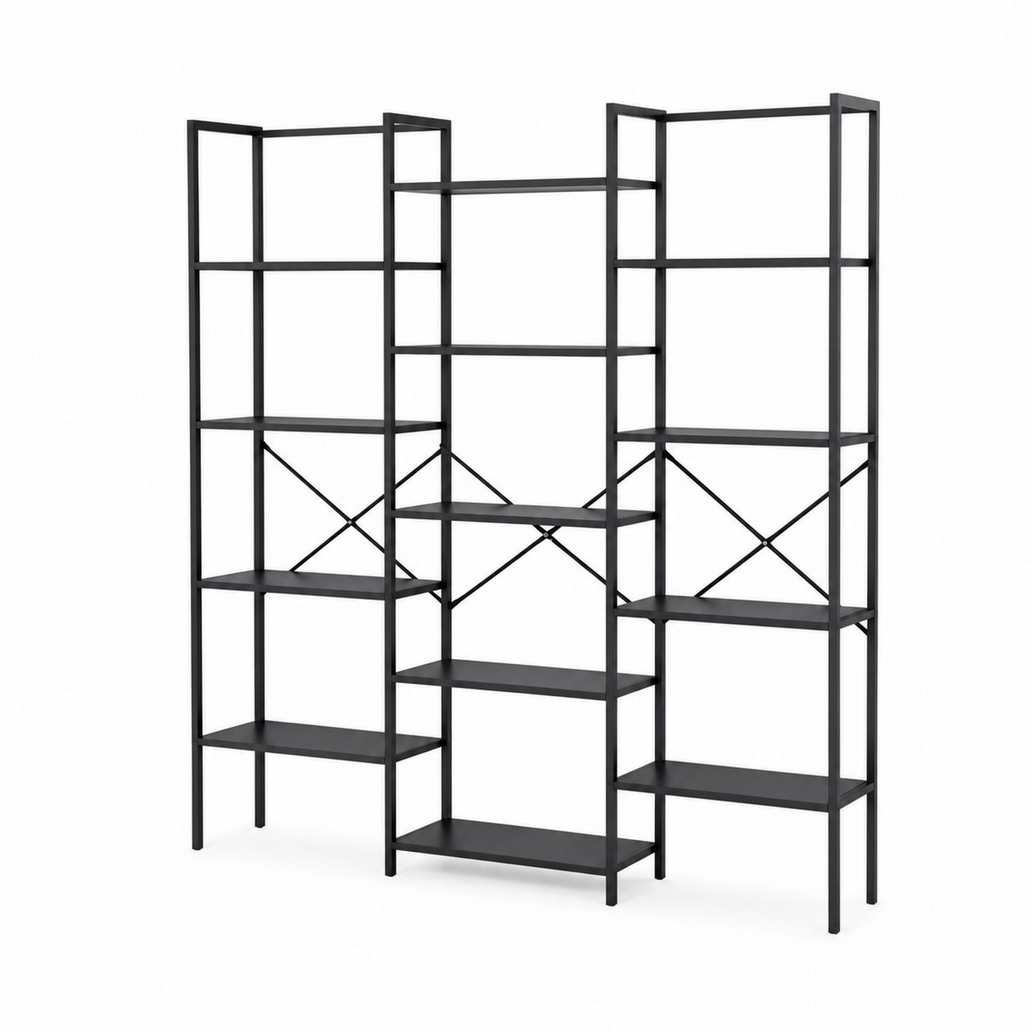 Étagère murale métal noir 5 niveaux 180x180x30 cm